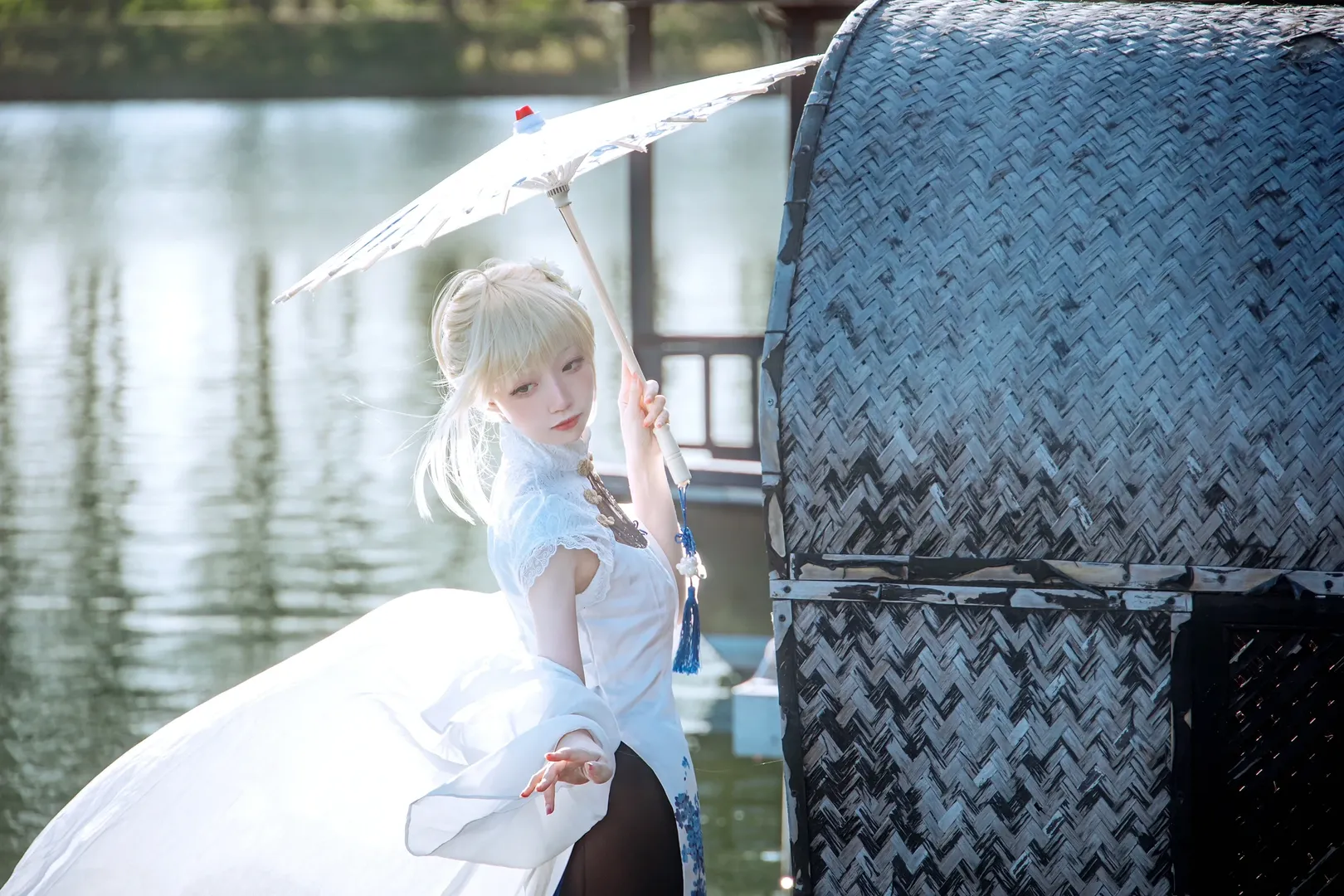 Fate/Grand Order, アルトリア コスプレ, チャイナドレス, Fate/Grand Order, 黒ストッキング - 7枚目