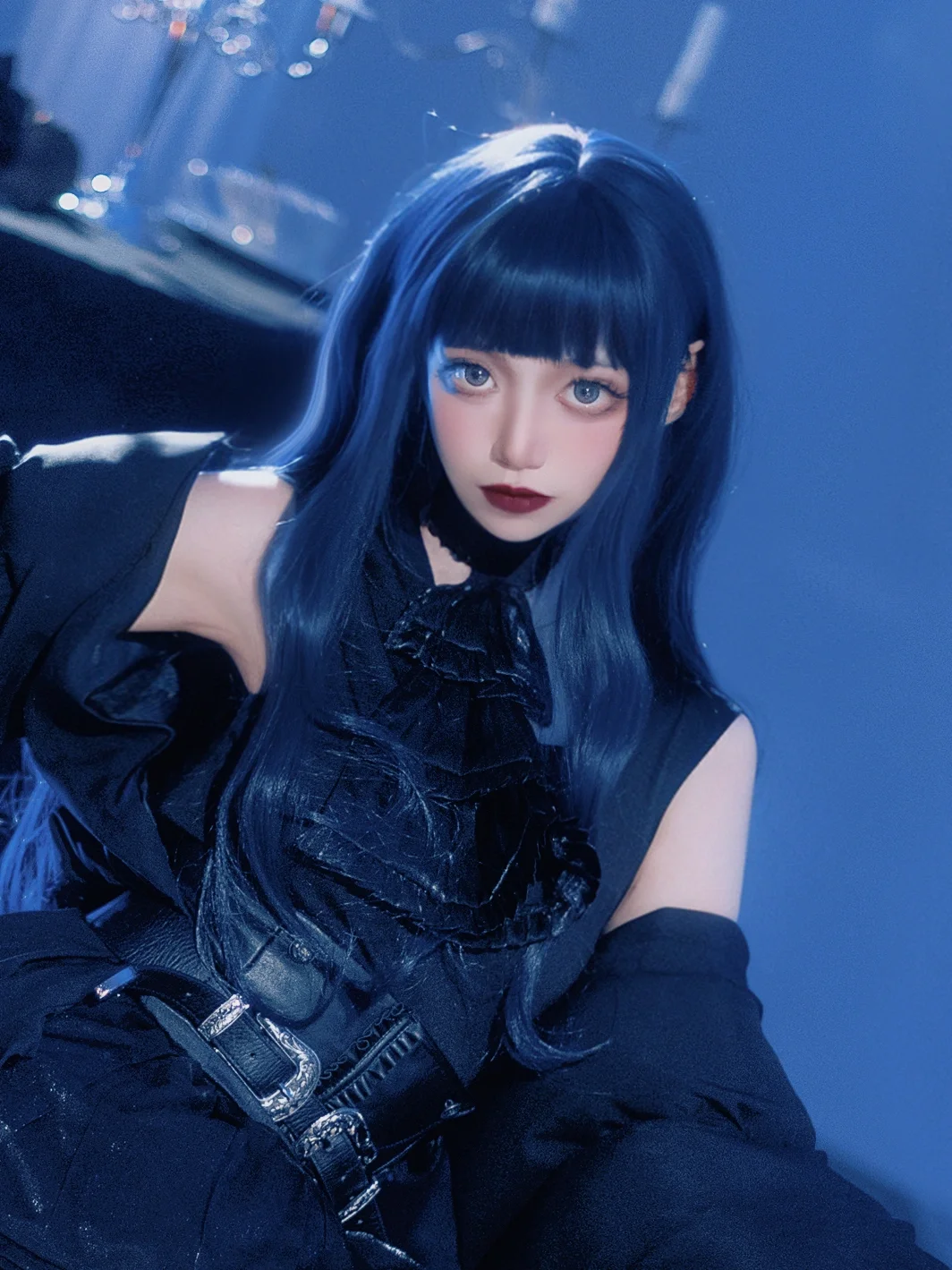 Gothic style outfit, Final Fantasy XIV, Gaia cosplay, Black fishnet stockings, Final Fantasy XIV
