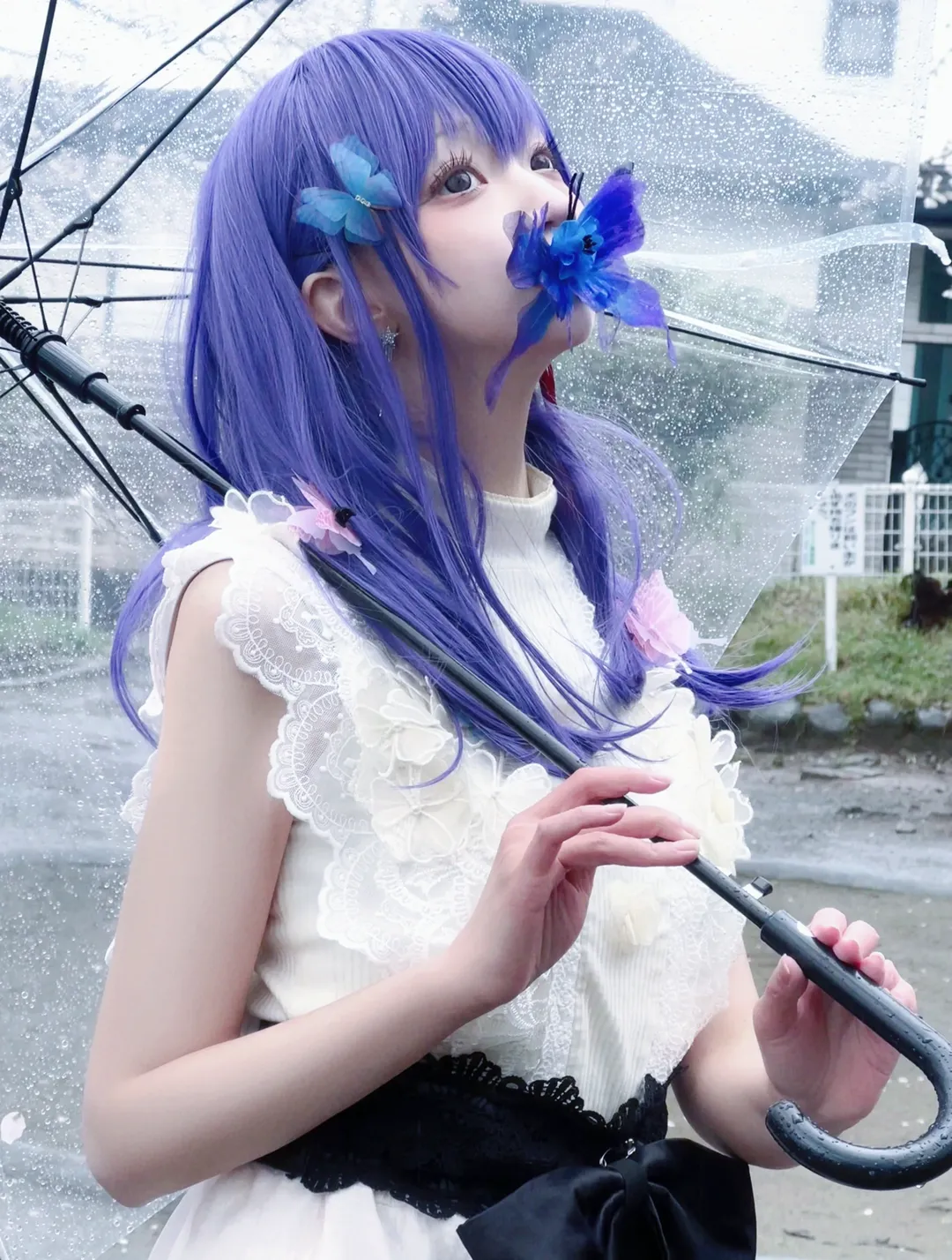 户外摄影, Fate/stay night, 间桐樱cos, 雨天氛围, 透明雨伞 - 第1张