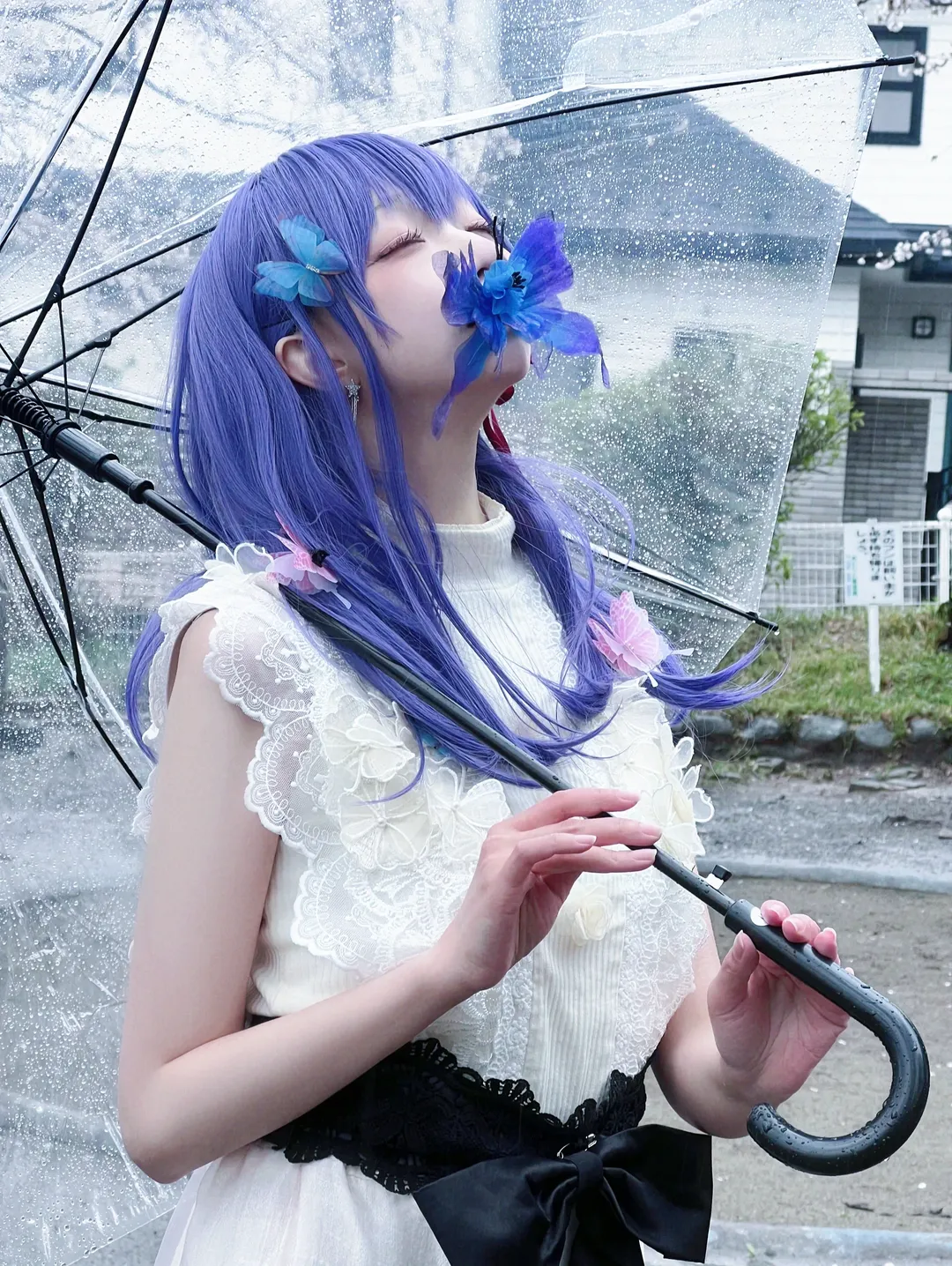 户外摄影, Fate/stay night, 间桐樱cos, 雨天氛围, 透明雨伞 - 第2张