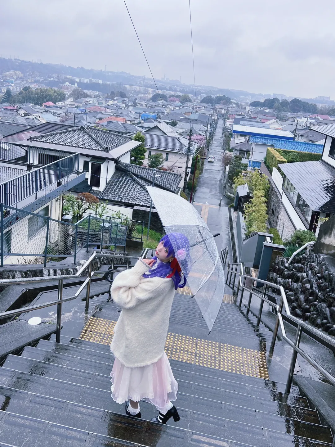 户外摄影, Fate/stay night, 间桐樱cos, 雨天氛围, 透明雨伞 - 第3张