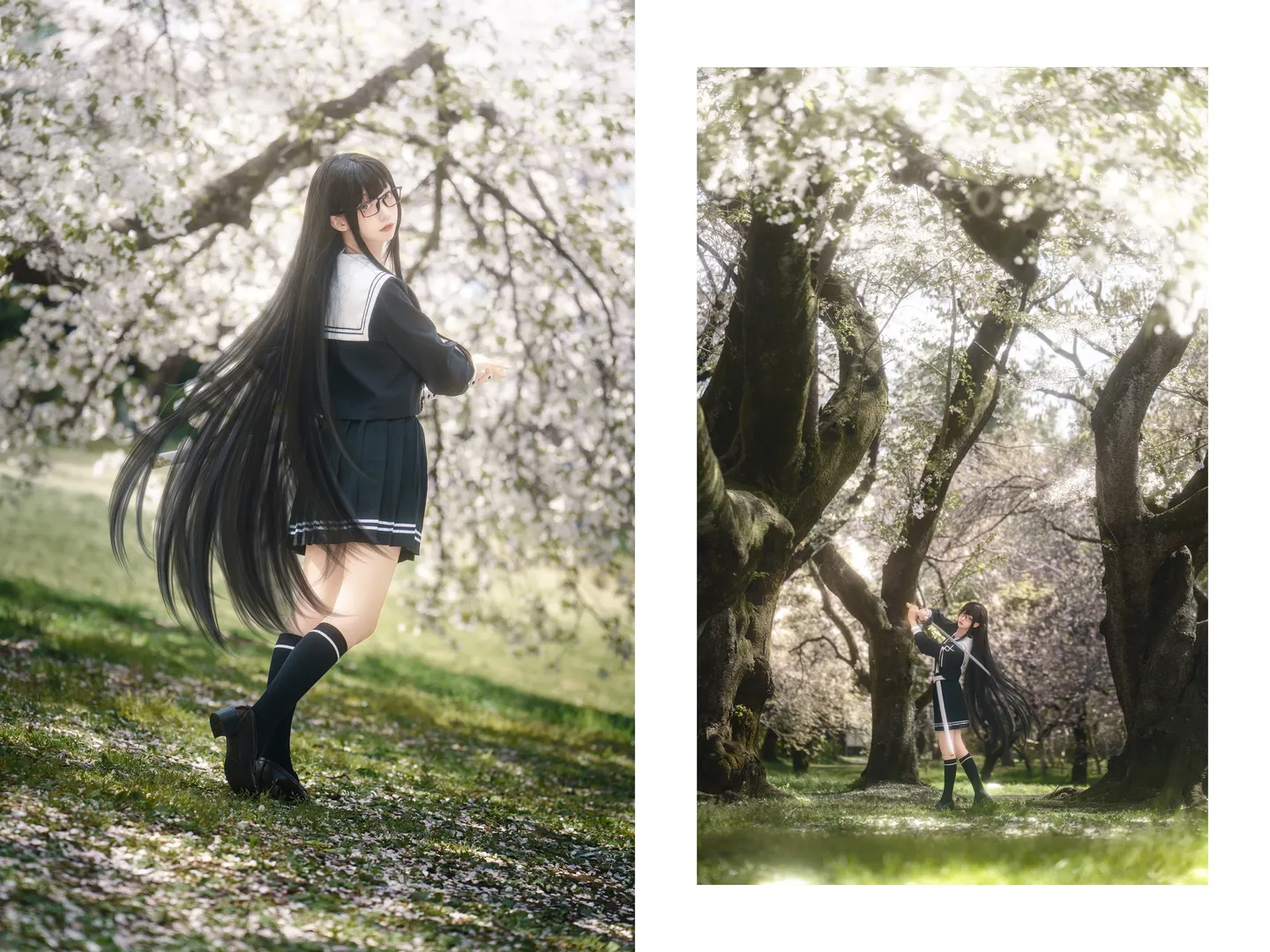桜, Fate/Grand Order, セーラー服, 黒ストッキング, 黒姫コスプレ - 2枚目