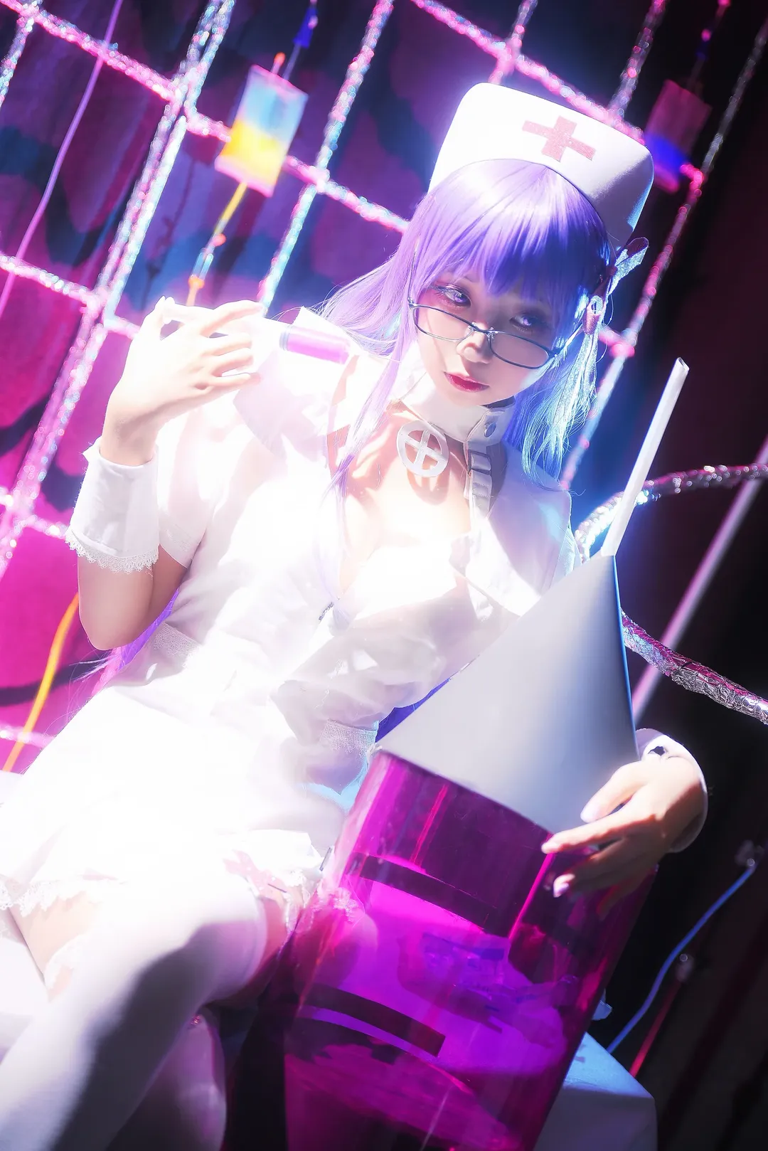 Fate/Grand Order, 紫髪コスプレ, BBコスプレ, ナースコスプレ, ストッキングコスプレ - 1枚目