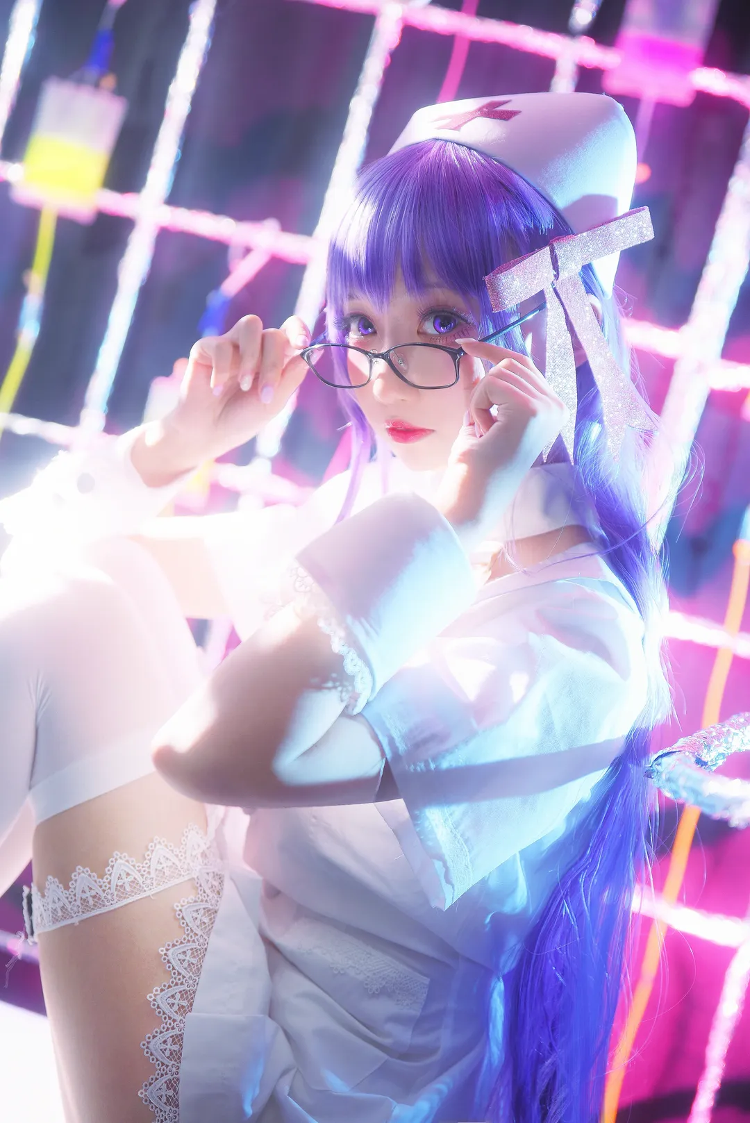 Fate/Grand Order, 紫髪コスプレ, BBコスプレ, ナースコスプレ, ストッキングコスプレ - 6枚目