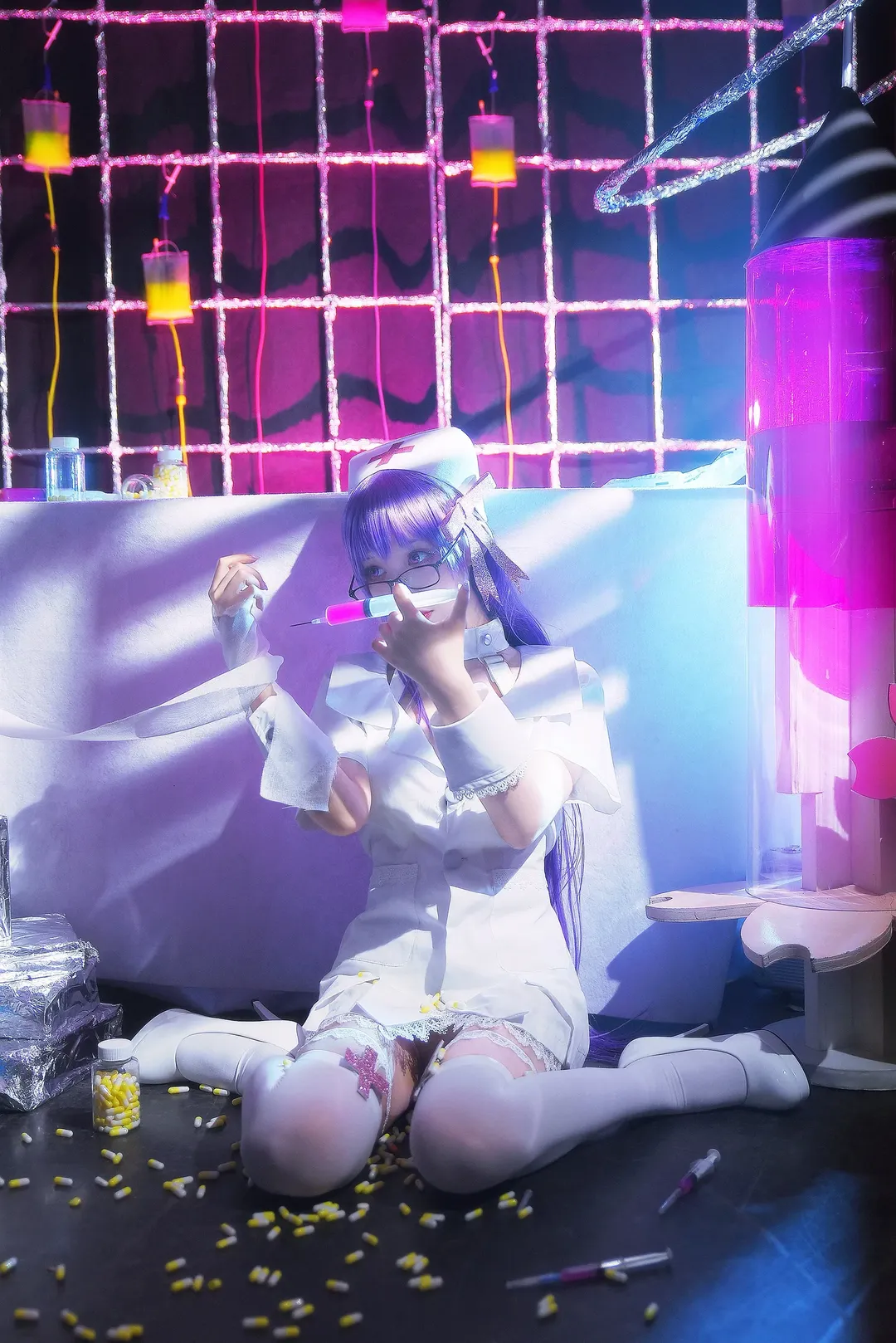Fate/Grand Order, 紫髪コスプレ, BBコスプレ, ナースコスプレ, ストッキングコスプレ - 7枚目