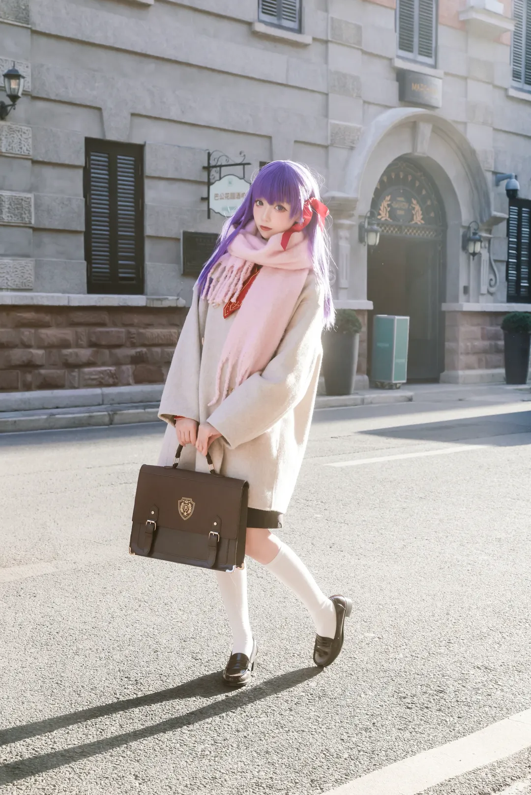 二次元コスプレ, Fateシリーズ, 間桐桜 コスプレ, 白ニーソコーデ, 冬のストリートスナップ