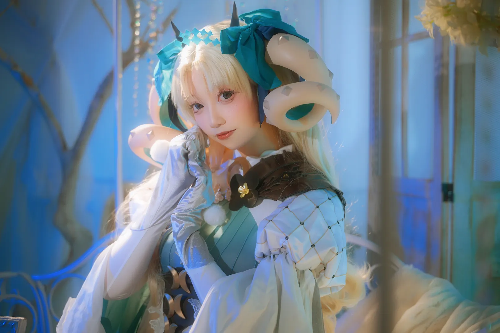 cos正片, Fate/Grand Order, 梦幻蓝调布景, 兽艾蕾cos, 白丝过膝袜 - 第7张