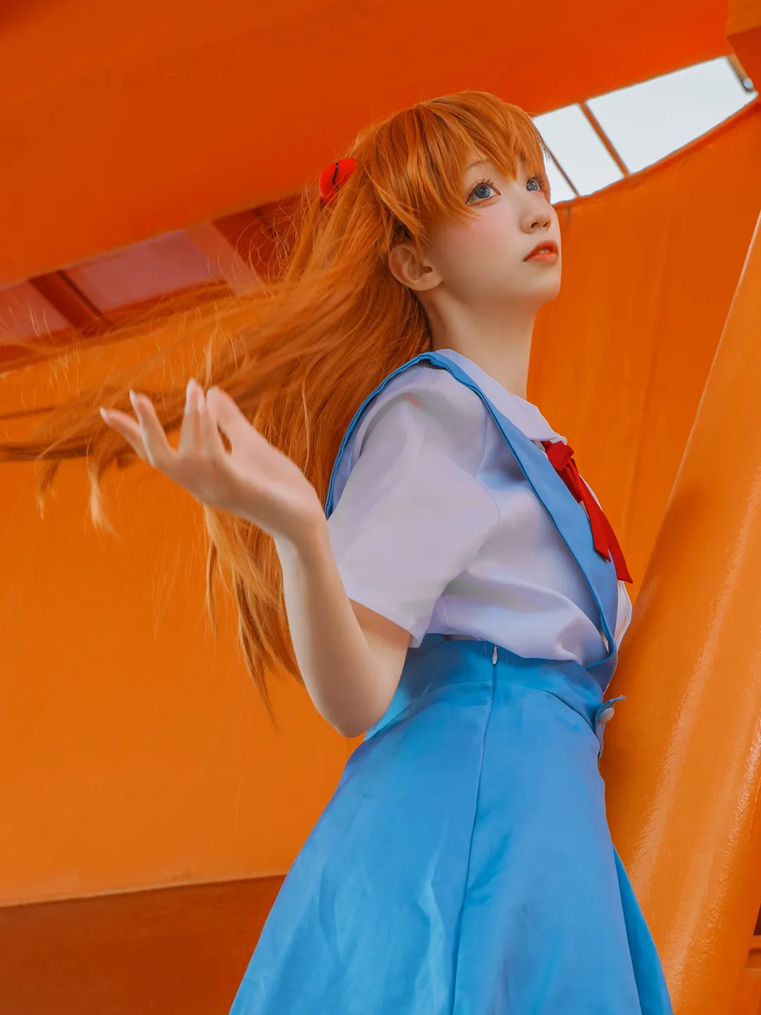 コスプレ, 白ストッキング, アスカコスプレ, 新世紀エヴァンゲリオン, インダストリアル写真 - 7枚目