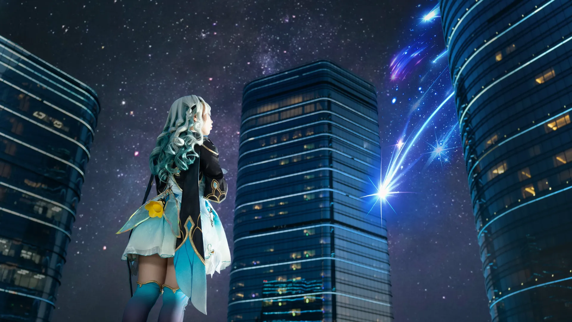 二次元, 崩壊：スターレイル, ホタル コスプレ, 夜景撮影, ストッキング - 2枚目