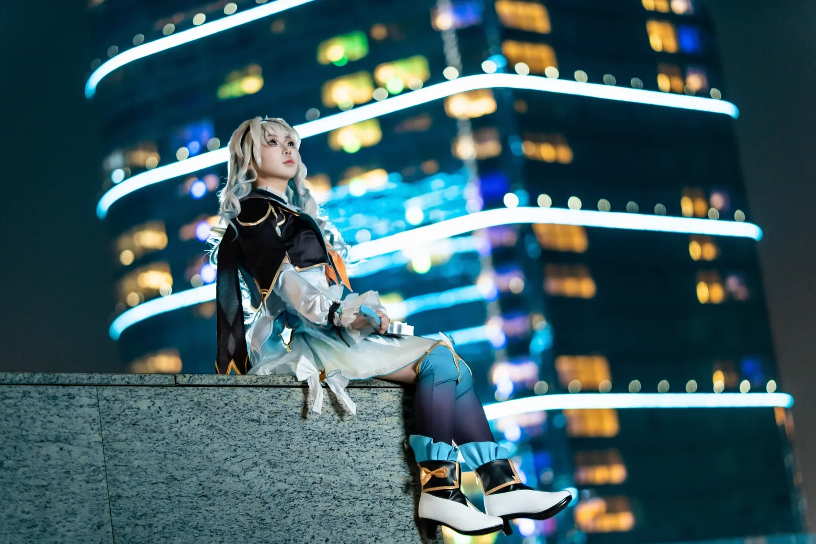 二次元, 崩坏星穹铁道, 流萤cos, 夜景摄影, 丝袜
