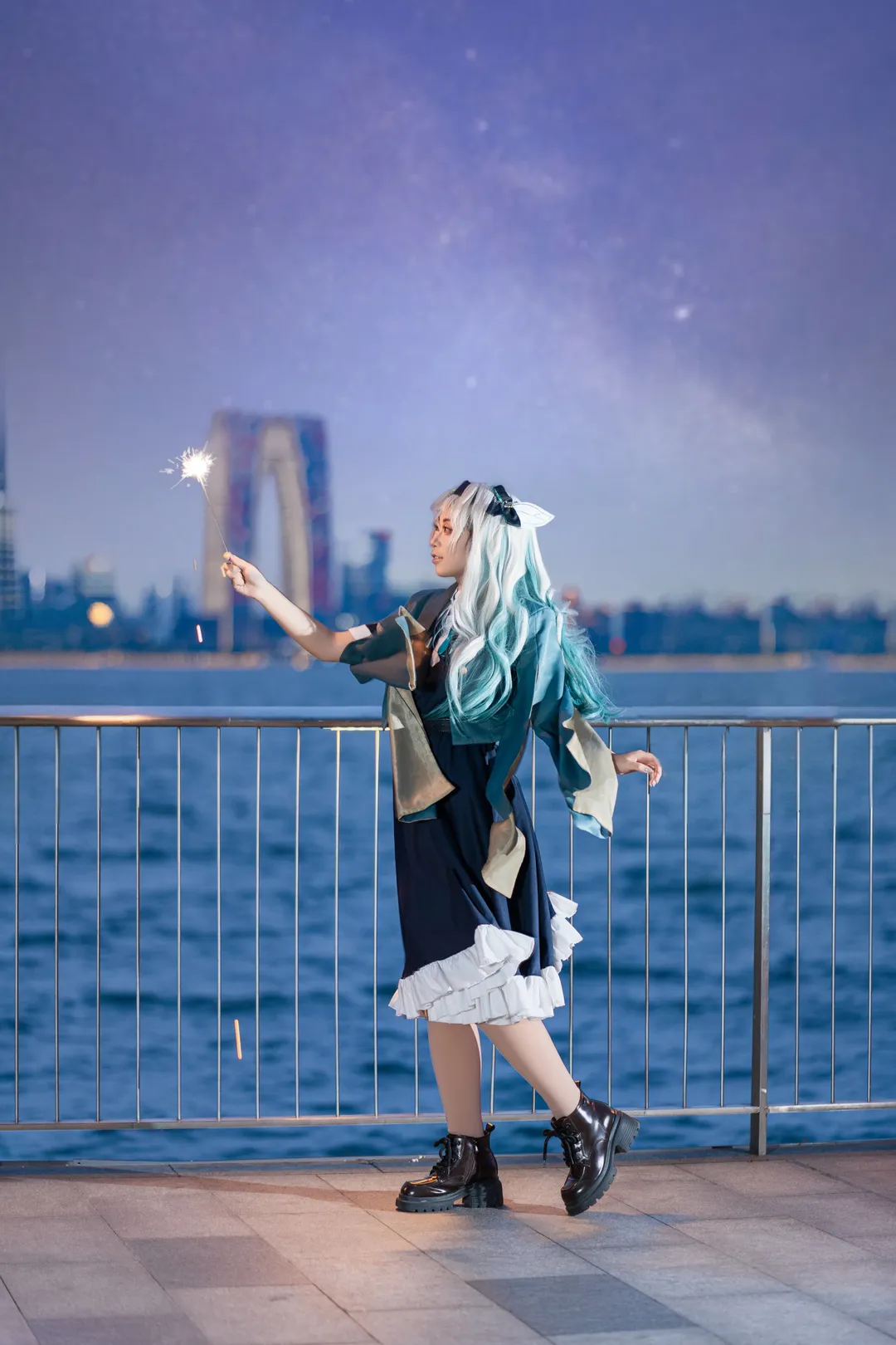 cosplay, 崩坏星穹铁道, 流萤cos, 二次元穿搭, 夜景摄影 - 第7张