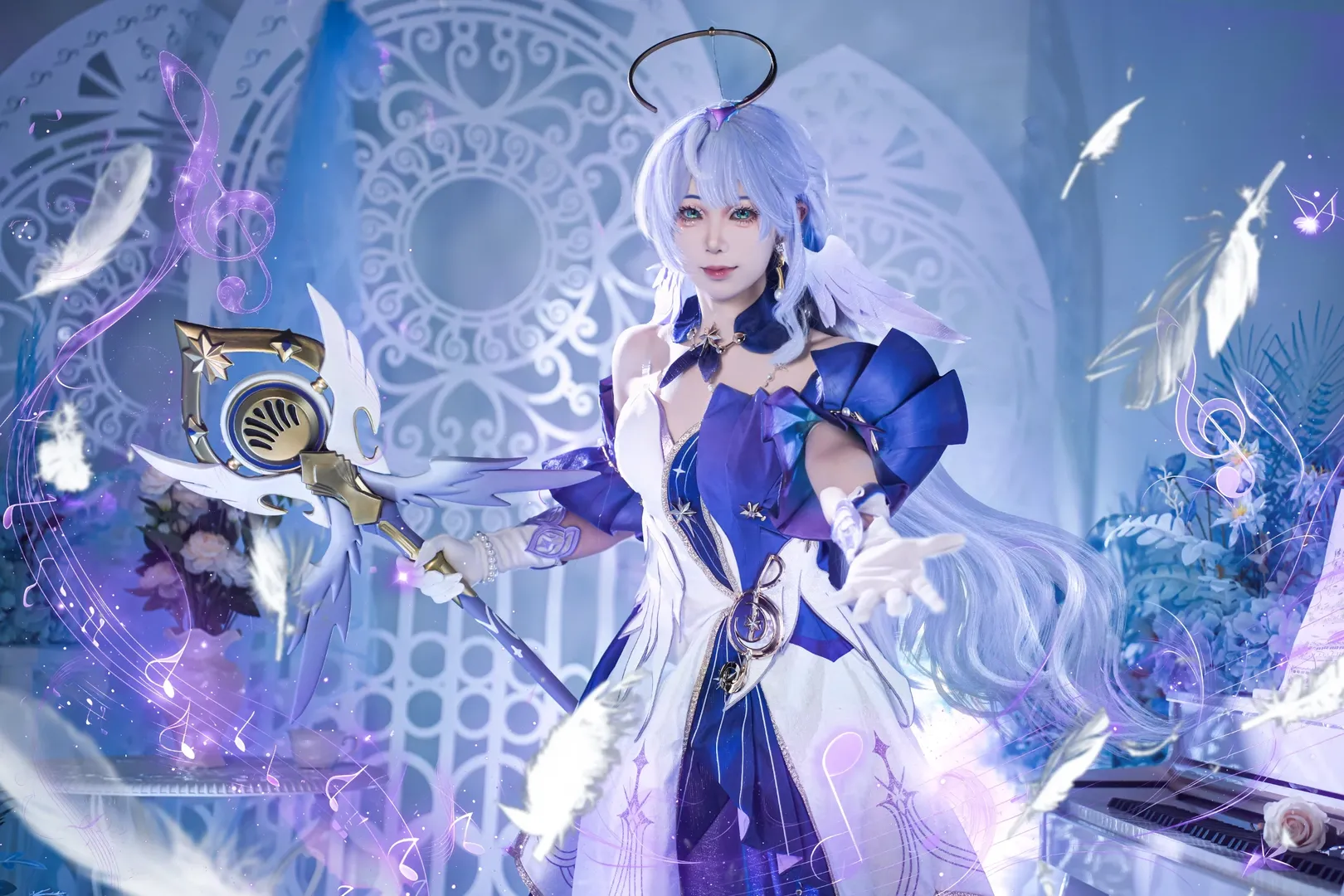 崩坏星穹铁道, 知更鸟cos, cosplay摄影, 蓝白礼服, 音乐主题cos - 第3张