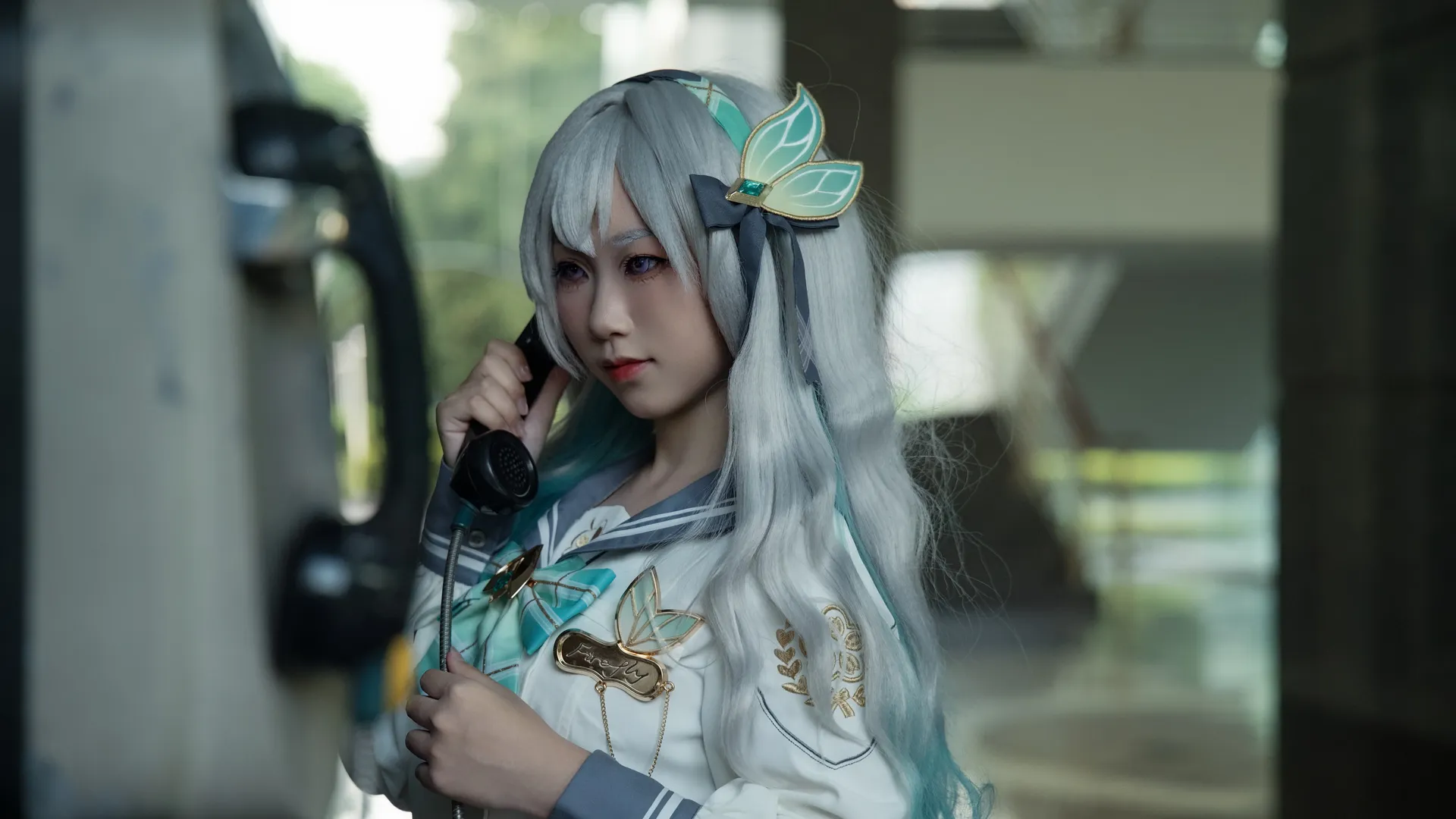 崩坏星穹铁道, 流萤cos, jk制服摄影, 过膝白丝穿搭, 校园日常感 - 第9张