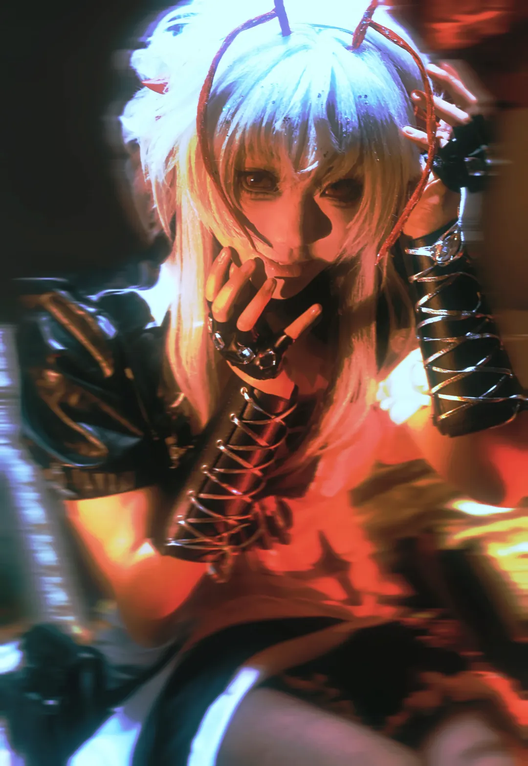 Arknights, Wishadel cosplay, Black stockings, Dark style, High-contrast photography - Image 2