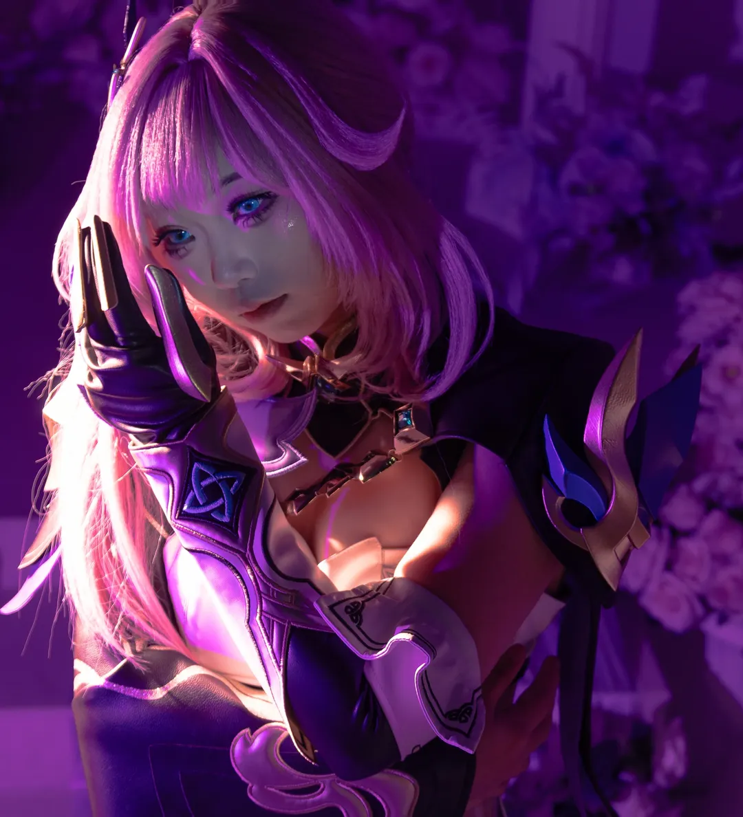 爱莉希雅cos, 崩坏3, 二次元cosplay, 丝袜穿搭, 紫色系穿搭 - 第1张