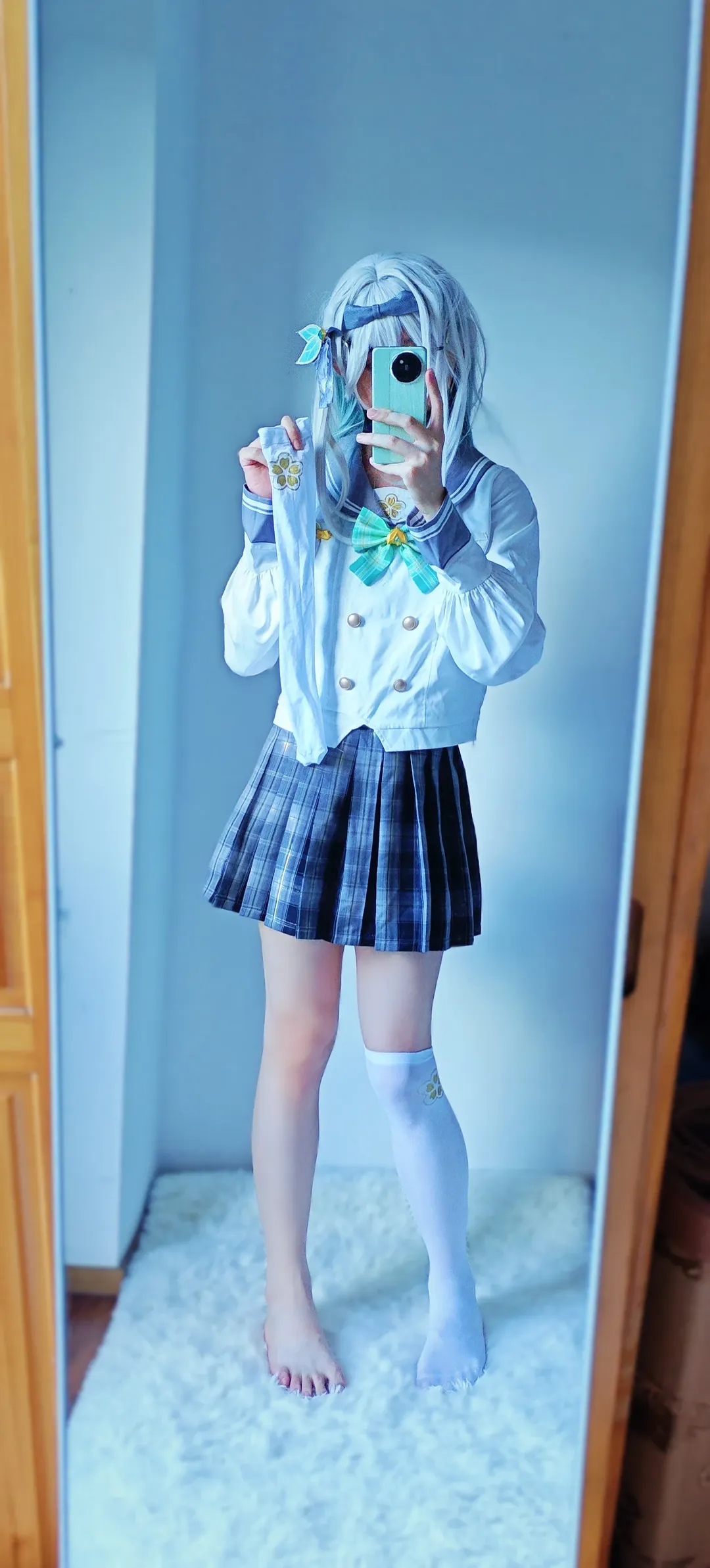 崩坏星穹铁道, 流萤cos, JK制服, 白丝, 绝对领域 - 第2张