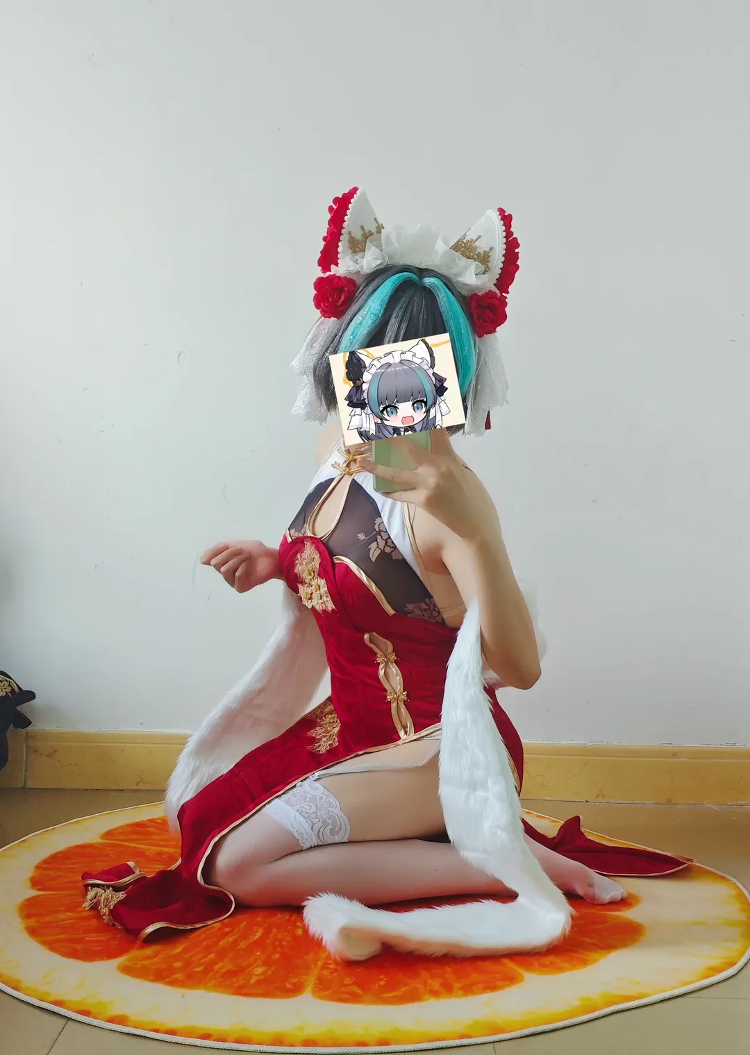 柴郡cos, 碧蓝航线, 旗袍cosplay, 兽耳娘, 二次元自拍