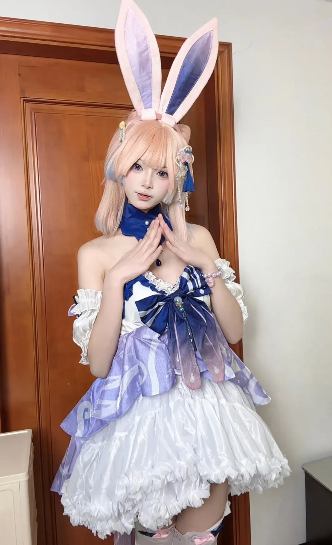 原神, 珊瑚宮心海cos, 白絲cosplay, 兔女郎cos, 心海兔兔裝 - 第3張