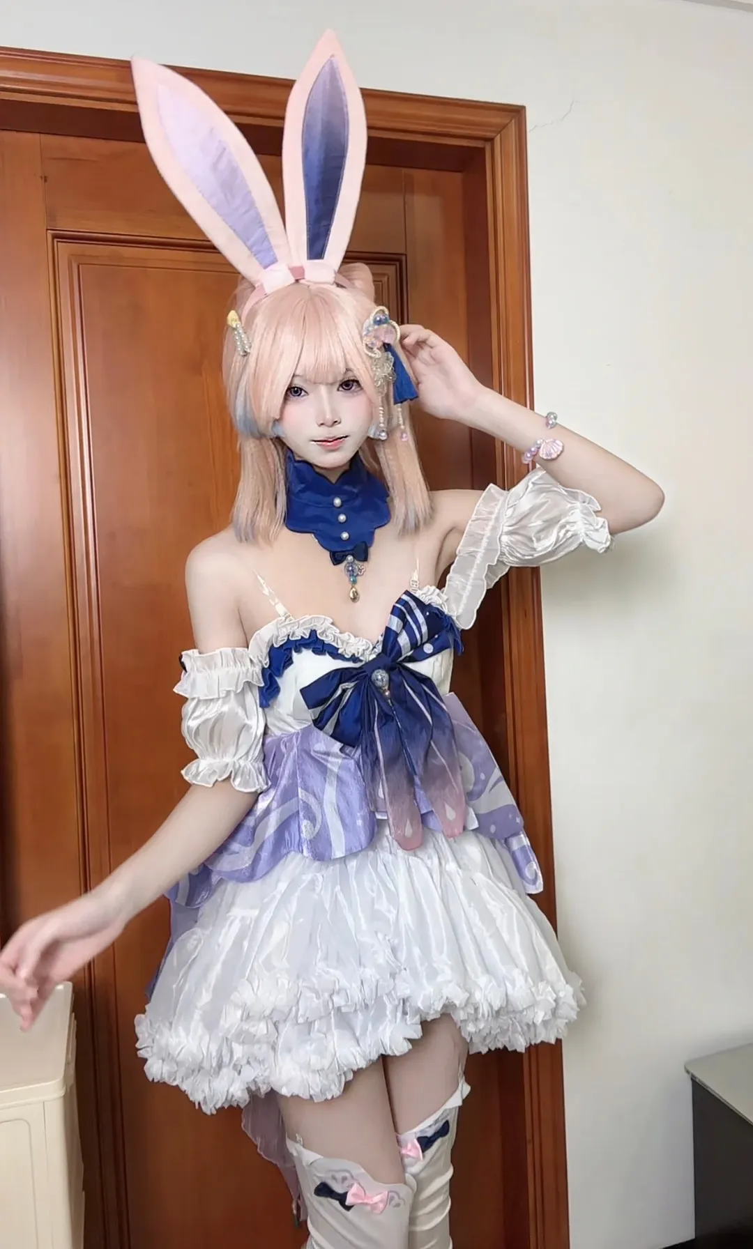 原神, 珊瑚宮心海cos, 白絲cosplay, 兔女郎cos, 心海兔兔裝 - 第5張
