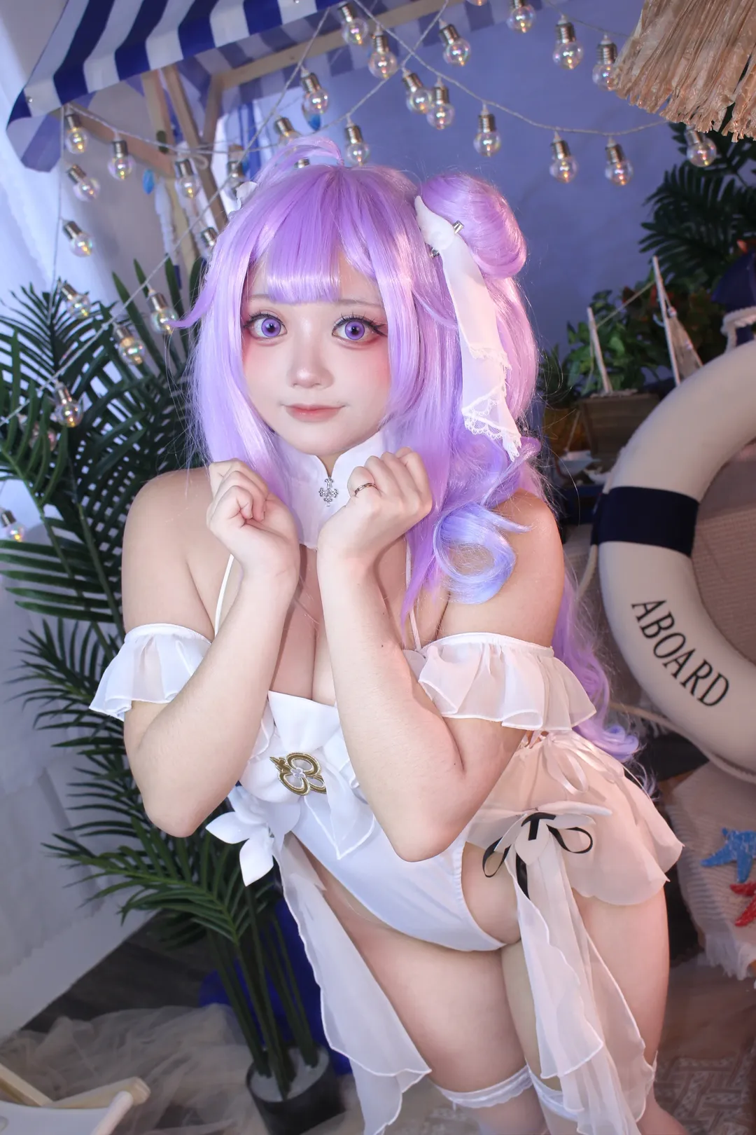 二次元摄影, 碧蓝航线, 独角兽cos, 夏日泳装, 白丝cos - 第1张