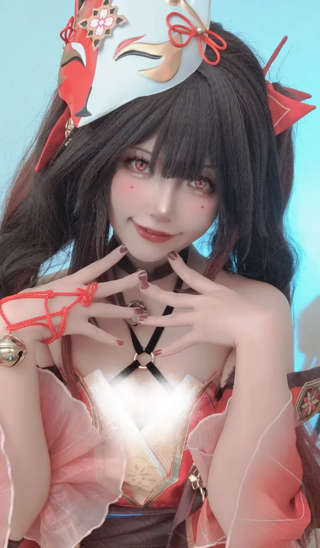 Honkai: Star Rail, Anime cosplay, Sparkle cosplay, Fox mask, Red string accessory