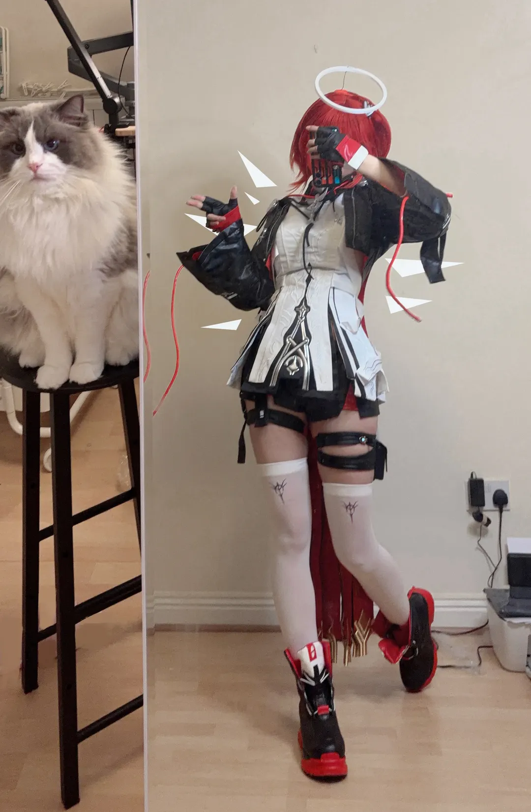 アークナイツ, 新約エクシアコスプレ, 赤髪コスプレ, オーバーニーソックス コスプレ, 衛戍プロトコル - 3枚目