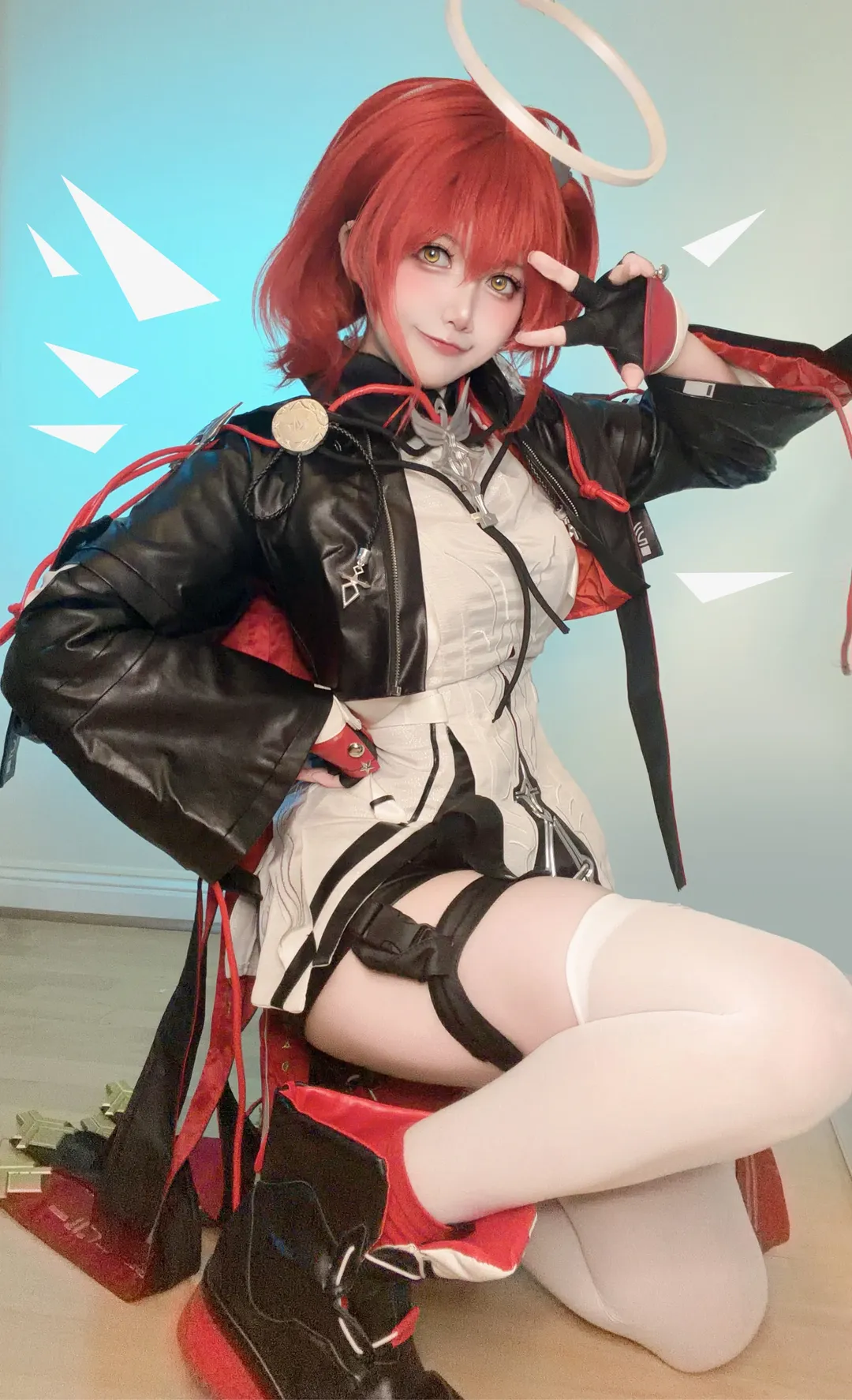 cosplay, 明日方舟, 新约能天使cos, 红发, 白丝袜