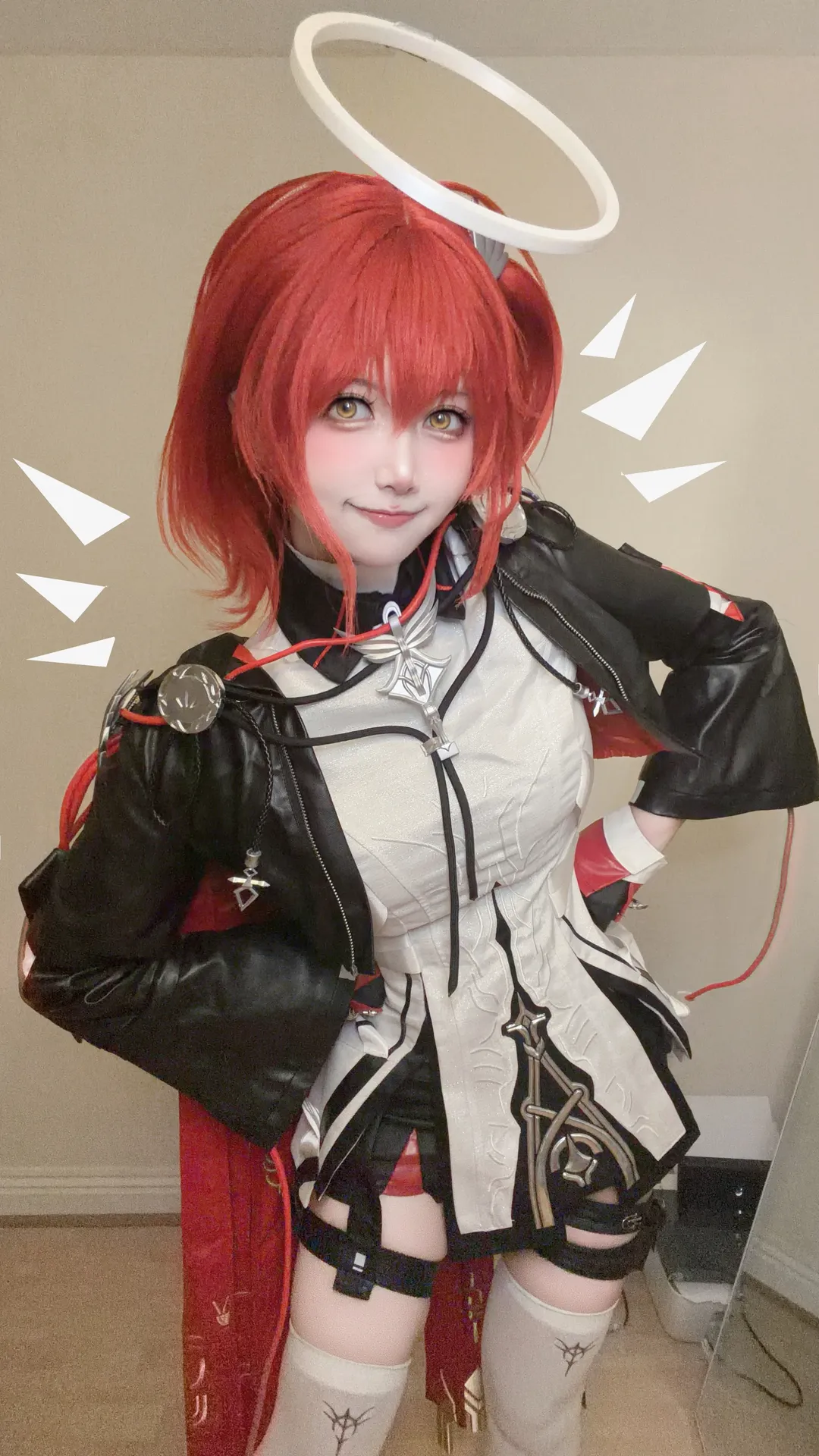 cosplay, 明日方舟, 新约能天使cos, 红发, 白丝袜 - 第4张