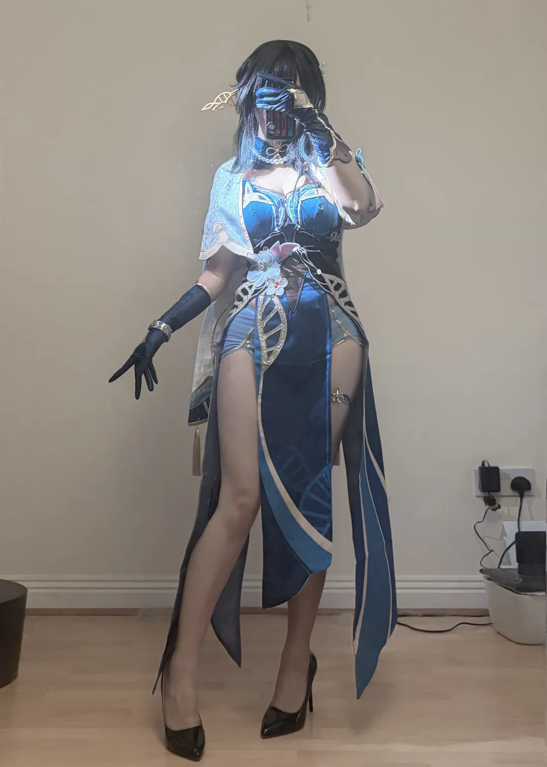 Honkai: Star Rail, Blue-themed outfit, Ruan Mei cosplay, Casual cosplay, Chinese-style fantasy
