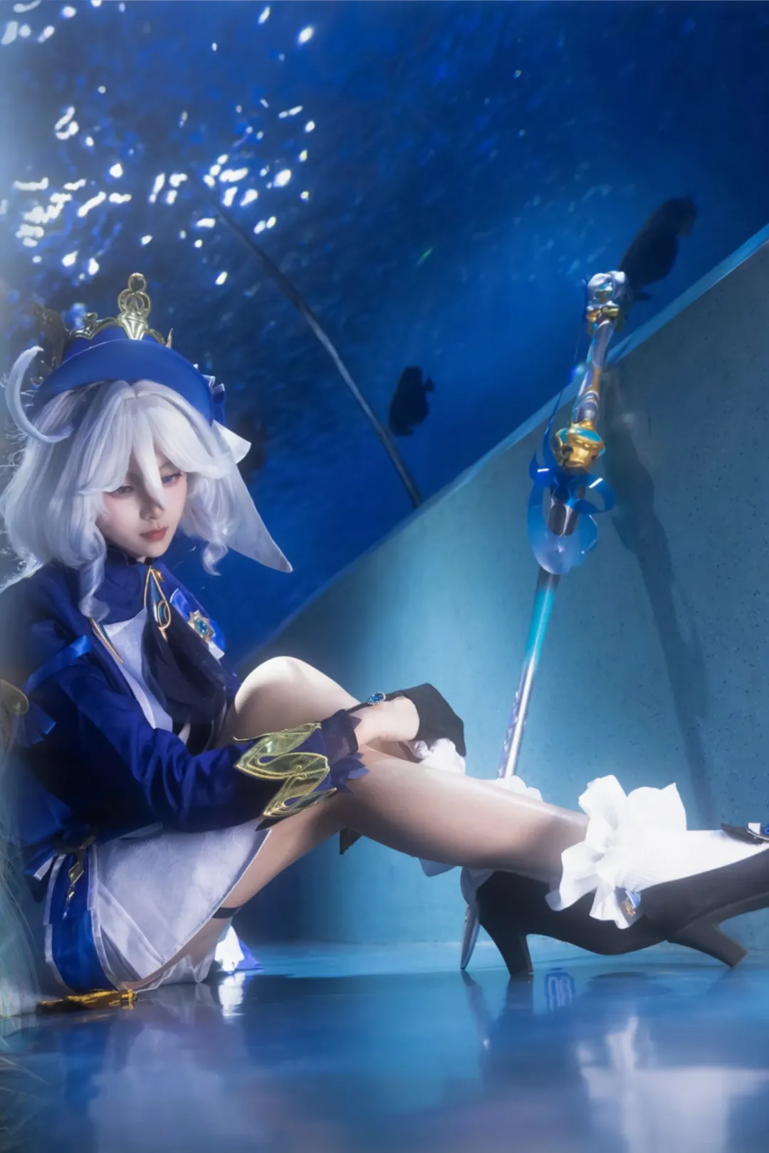 原神, 芙宁娜cos, 芙卡洛斯cos, 白丝, 双形态