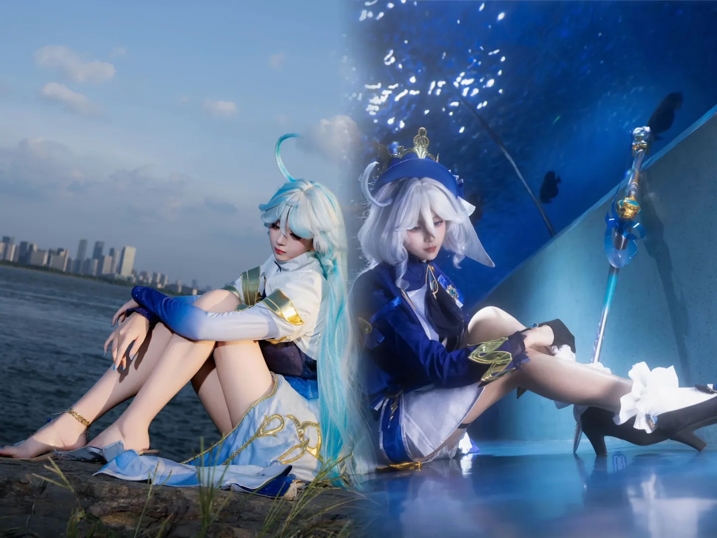原神, 芙宁娜cos, 芙卡洛斯cos, 白丝, 双形态 - 第3张