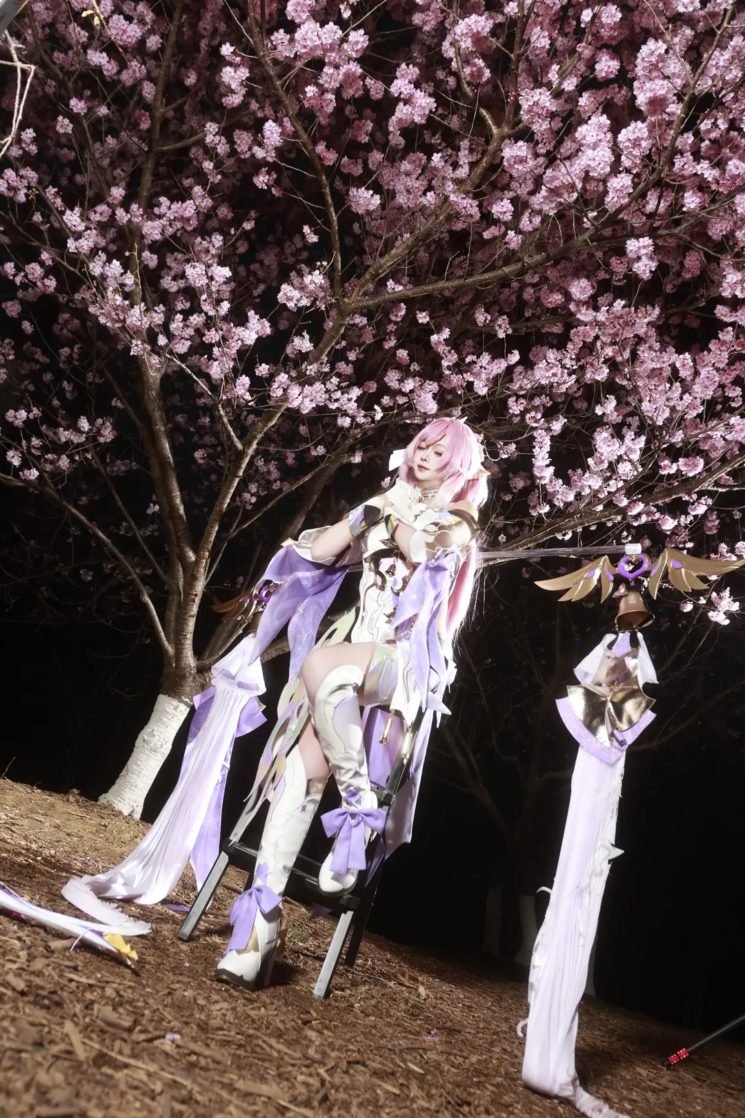 爱莉希雅cos, 崩坏3, 二次元少女, cosplay摄影, 夜樱场照