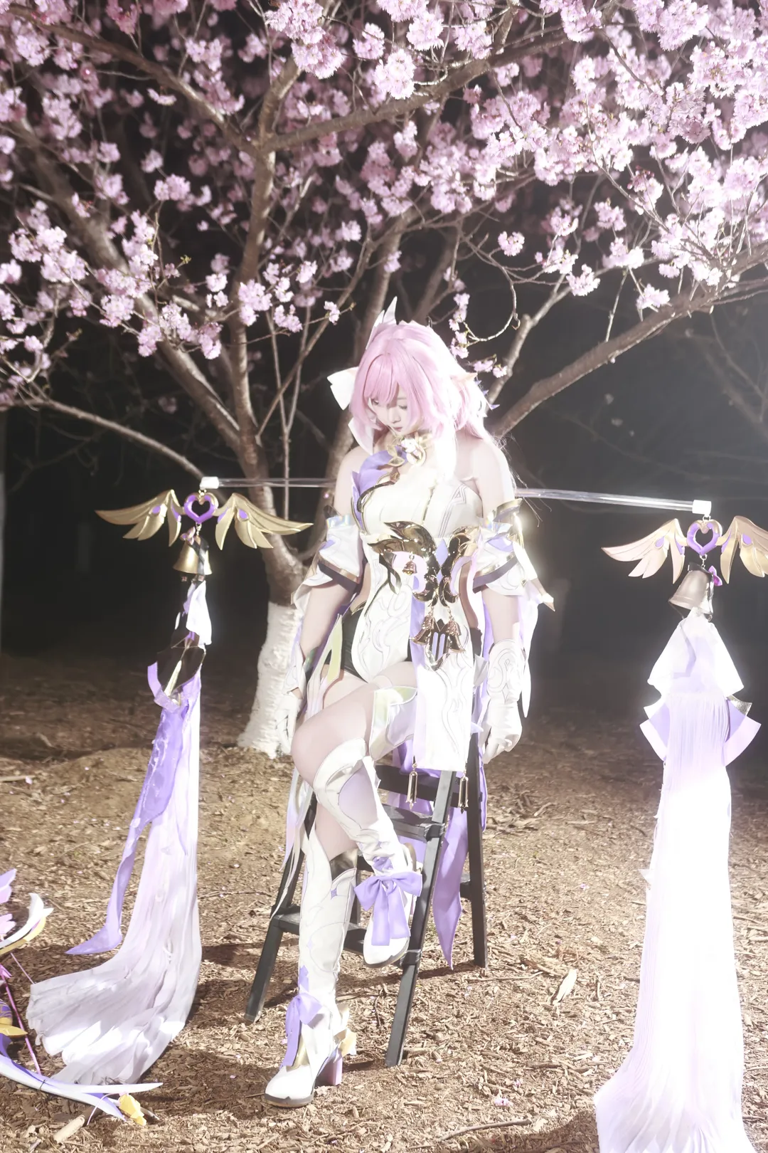 爱莉希雅cos, 崩坏3, 二次元少女, cosplay摄影, 夜樱场照 - 第4张