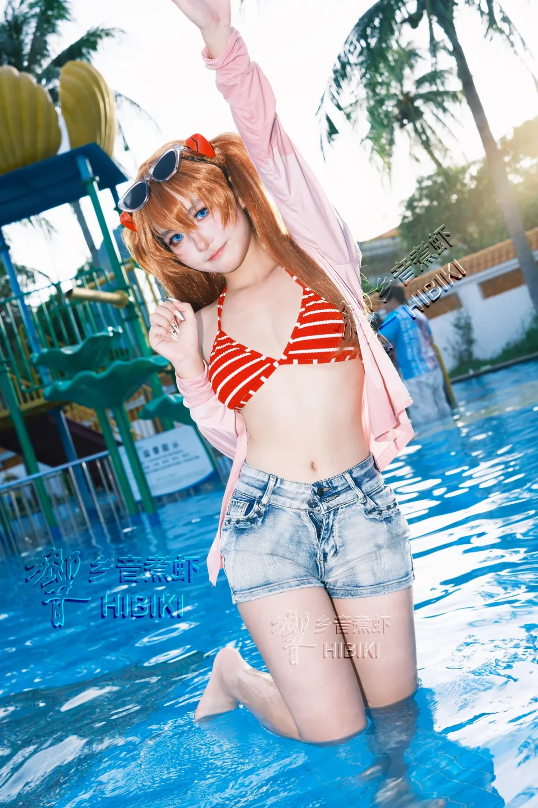 Swimsuit cosplay, Summer Film, Asuka Cosplay, Neon Genesis Evangelion, Swimming pool photography - Image 1
