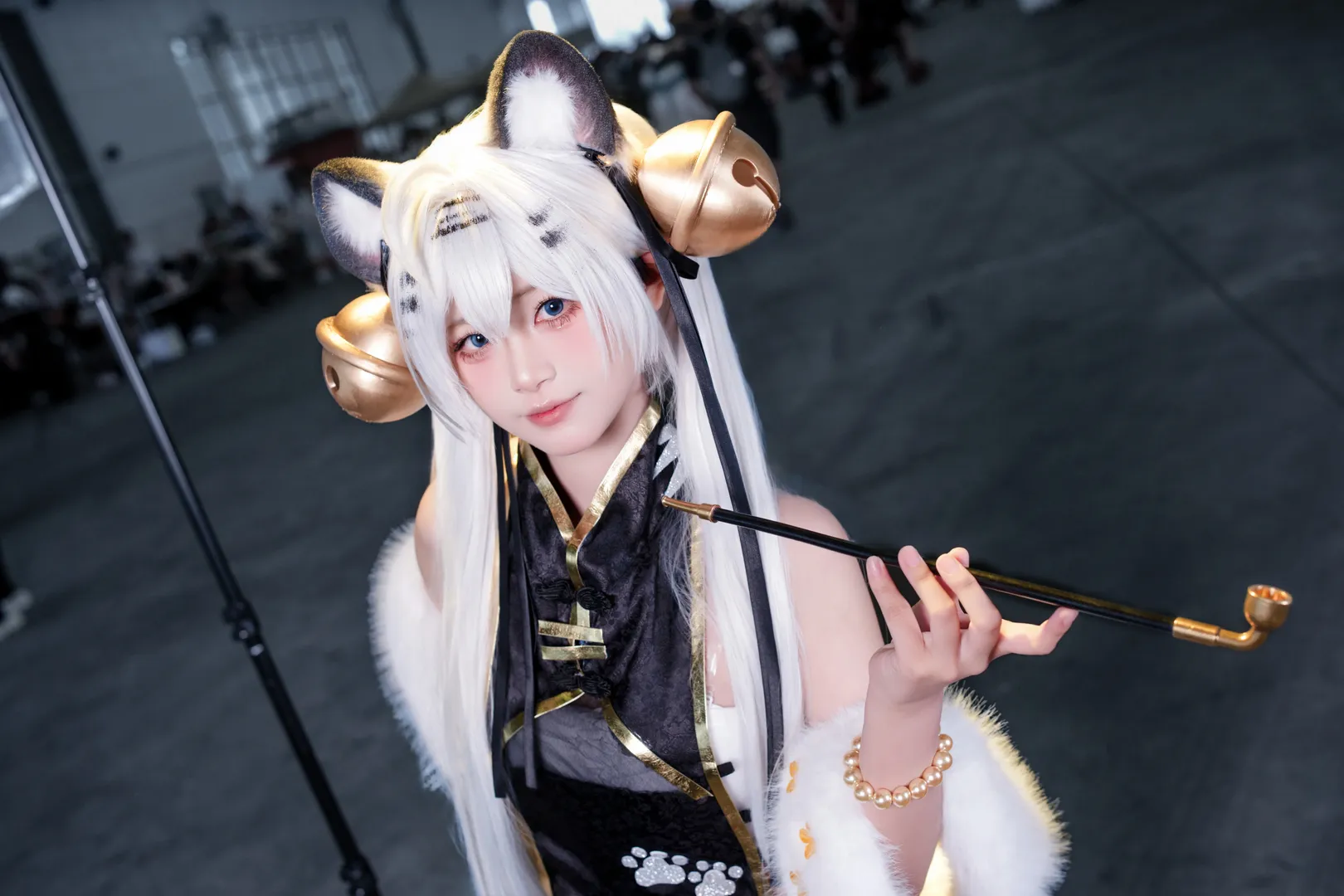 漫展场照, 国风cosplay, 兽耳cosplay, 白毛兽耳, 白色丝袜 - 第3张