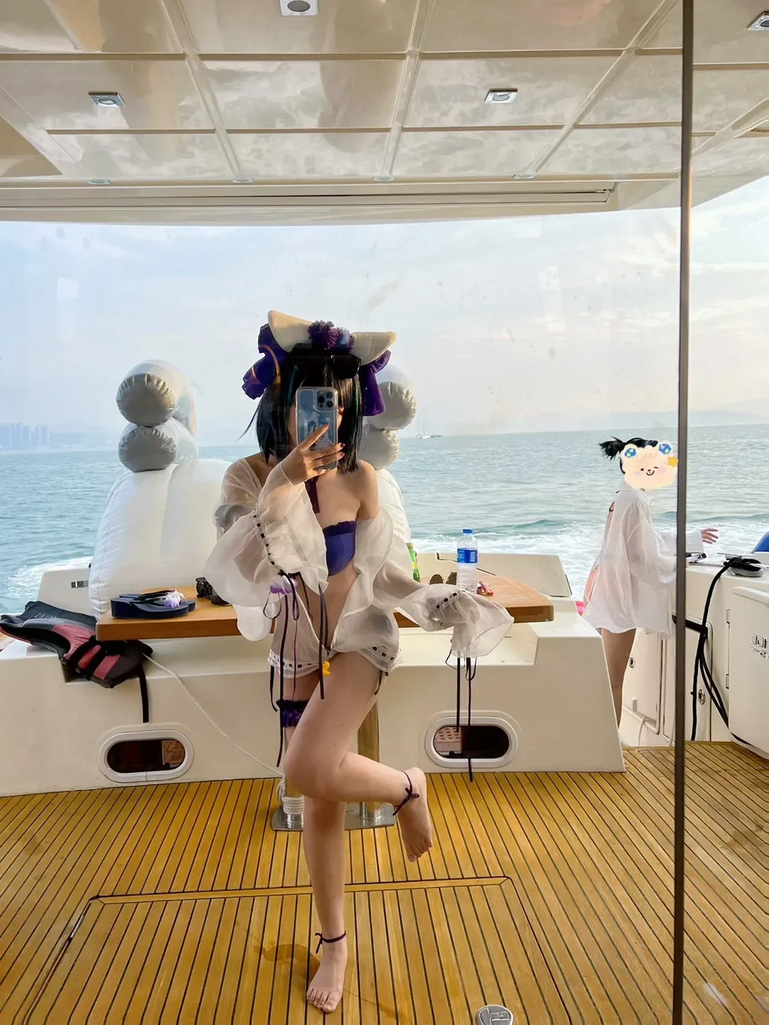 柴郡cos, 碧蓝航线, 二次元cosplay, 夏日泳装, 游艇摄影 - 第3张