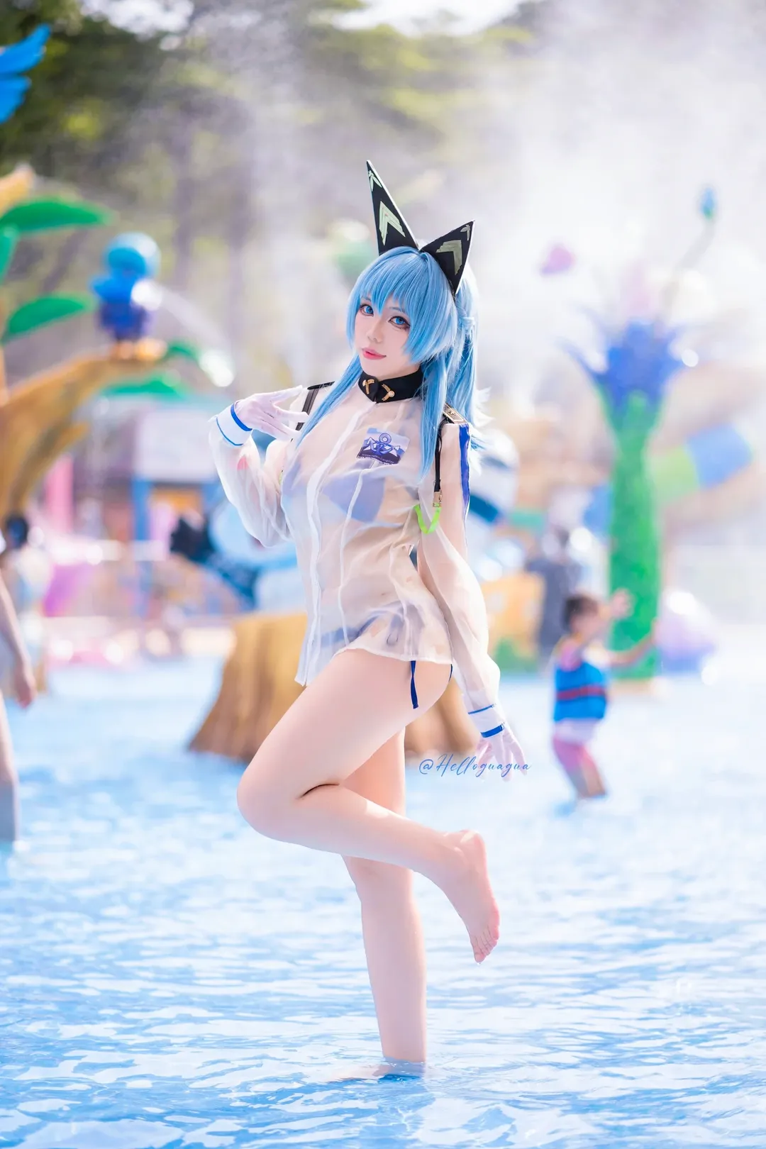 長隆水上楽園, 勝利の女神:NIKKE, ヘルム コスプレ, 夏の水遊びコスプレ, 二次元撮影シェア - 1枚目