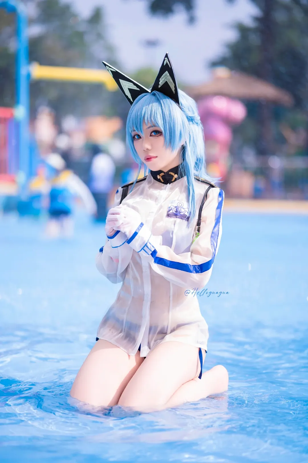 长隆水上乐园, 妮姬胜利女神, 海伦cos, 夏日戏水cos, 二次元摄影分享