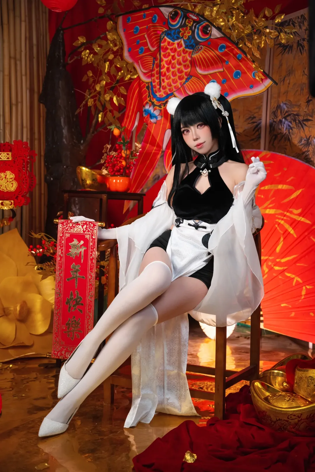 コスプレ, アズールレーン, 年賀イラスト, ペーター・シュトラッサー コスプレ, 白ニーハイソックス - 1枚目