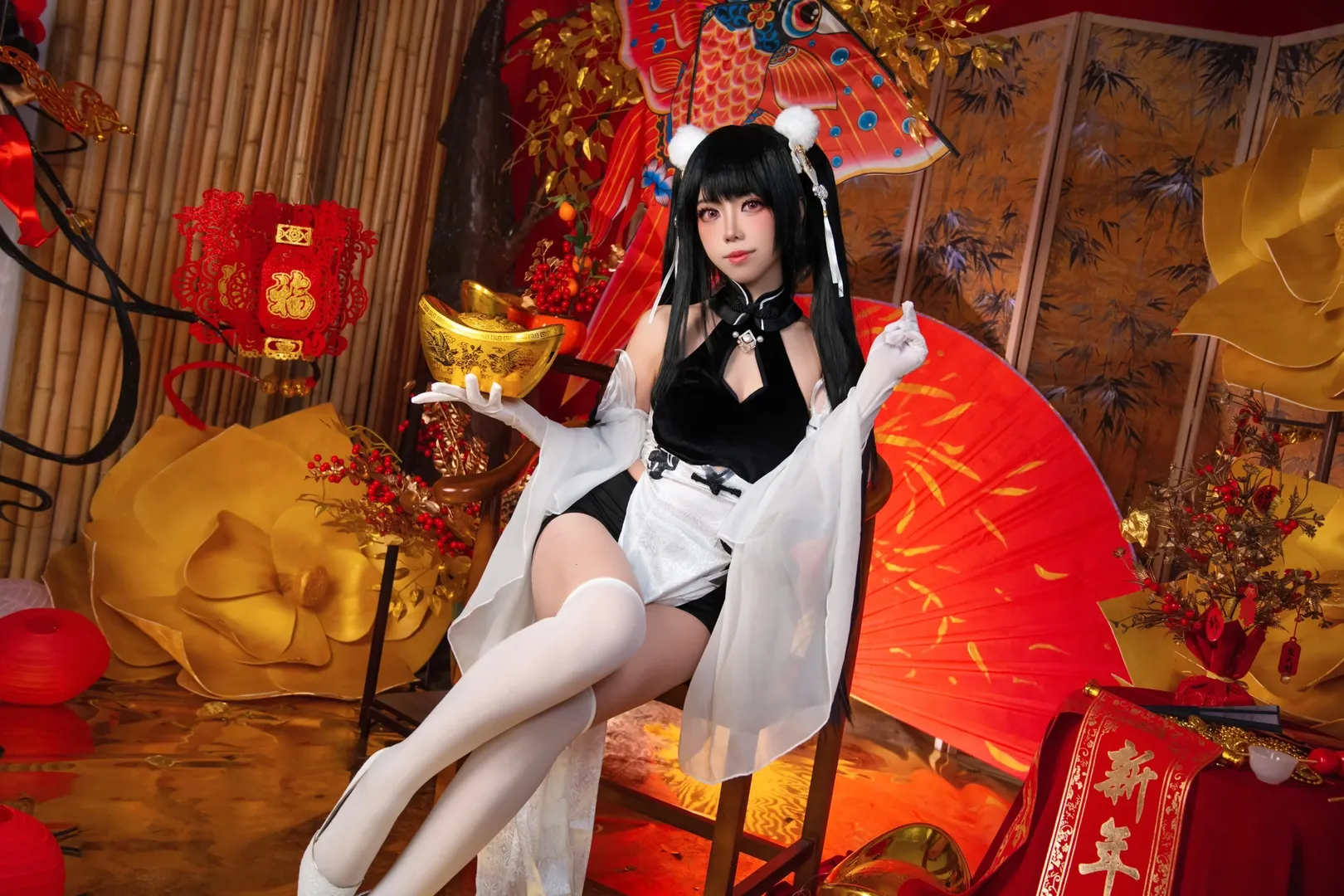 コスプレ, アズールレーン, 年賀イラスト, ペーター・シュトラッサー コスプレ, 白ニーハイソックス - 7枚目