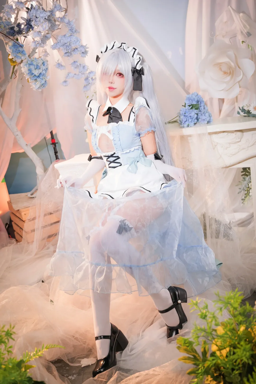 萤火虫漫展, 灰姑娘cos, Nikke胜利女神, 女仆装cosplay, 白丝cosplay