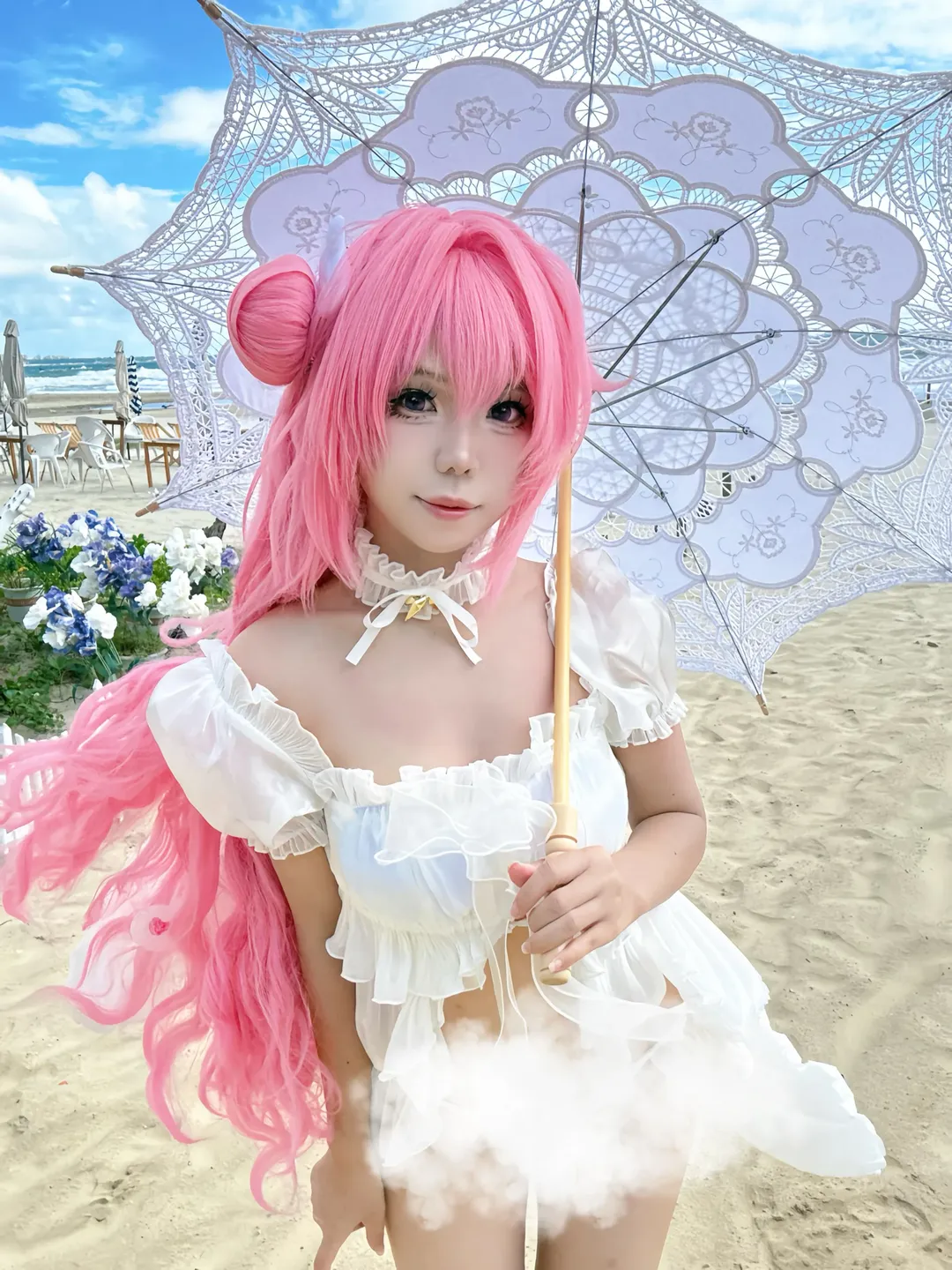 二次元cos, 海边cosplay, Nikke胜利女神, 桃乐丝cos, 沙滩写真