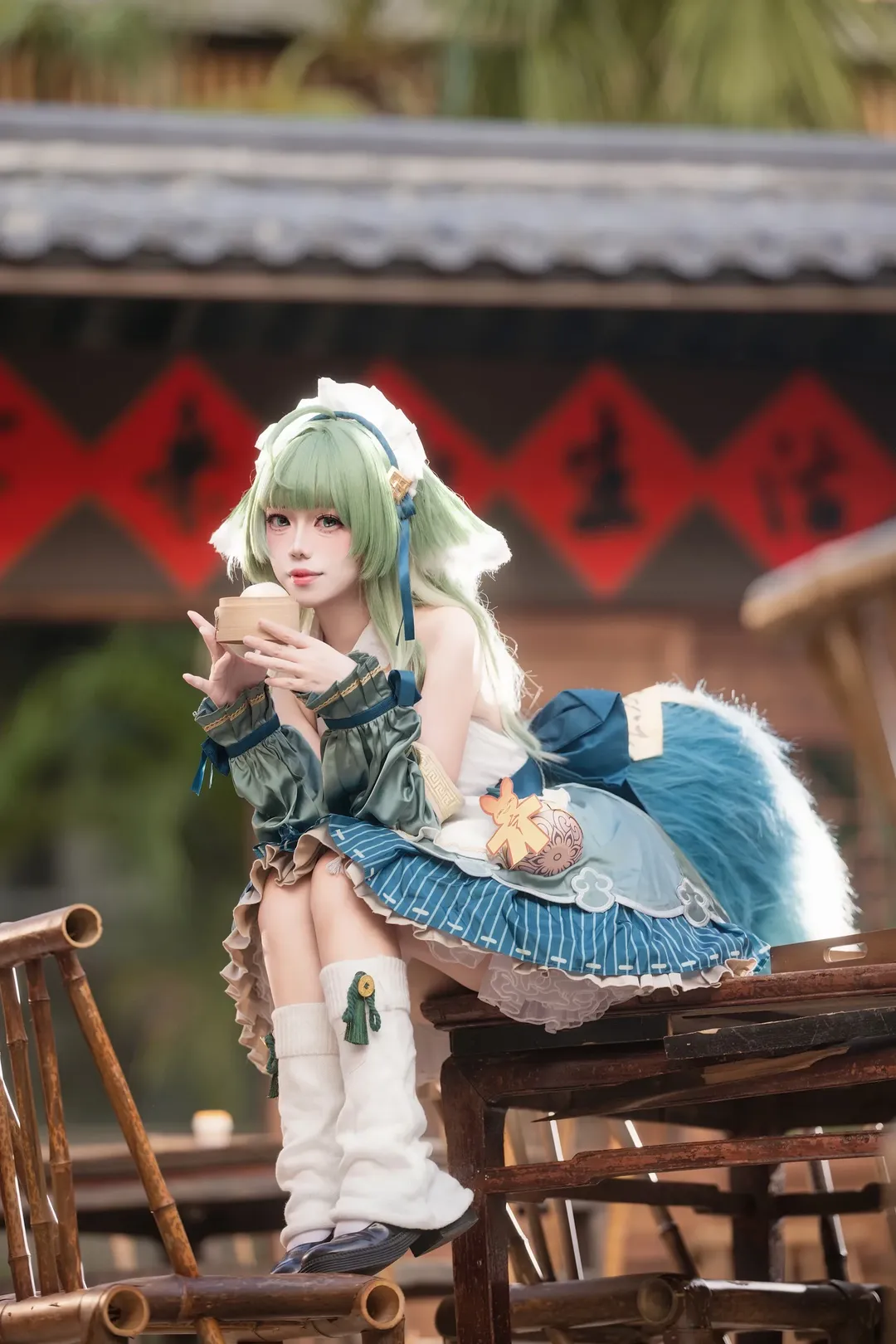 崩坏星穹铁道, 二次元cosplay, 藿藿cos, 女仆装cos, 毛绒尾巴 - 第1张