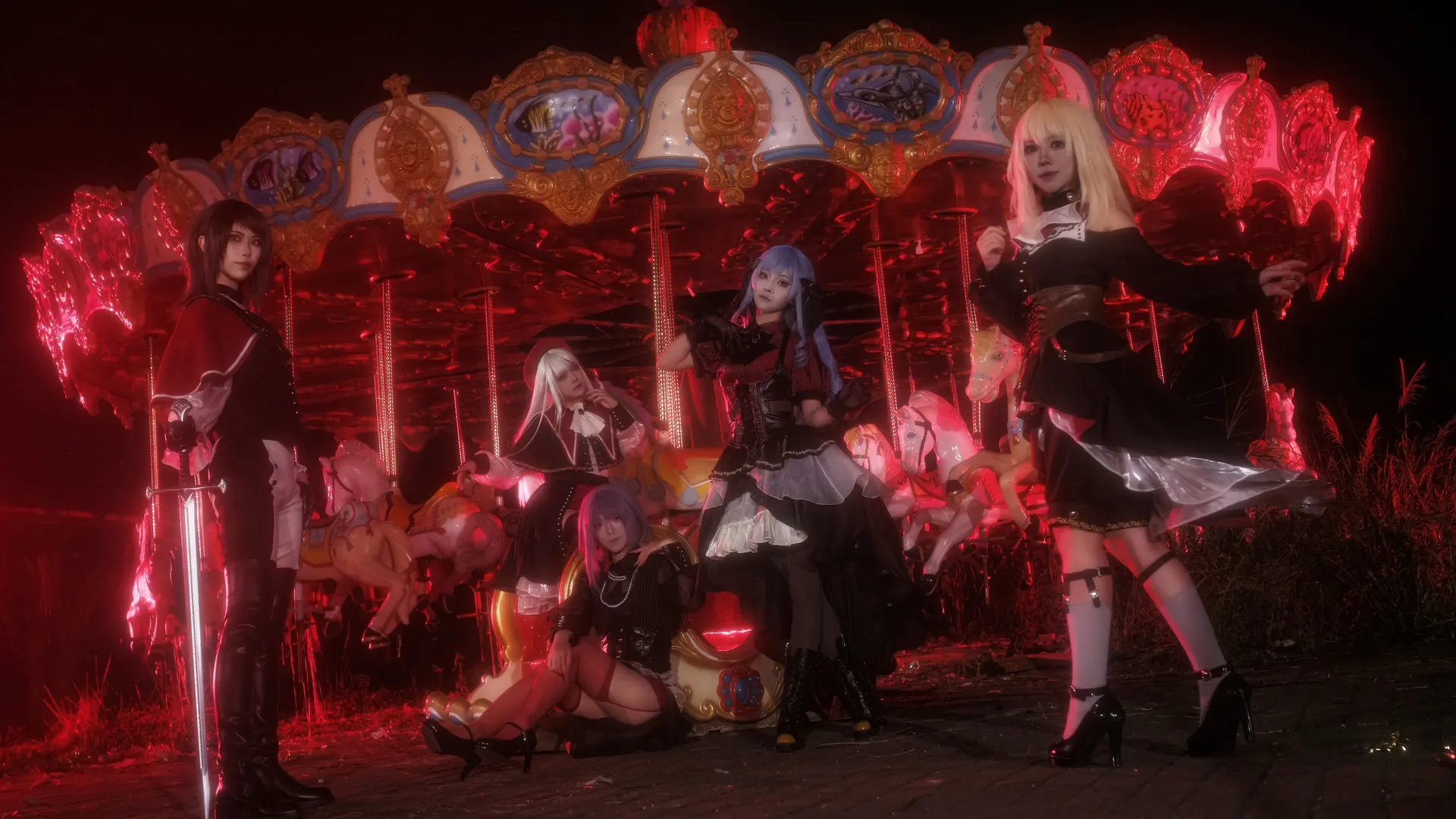 Ave Mujica, 三角初华cos, 哥特风cosplay, BanG Dream!, 夜间摄影