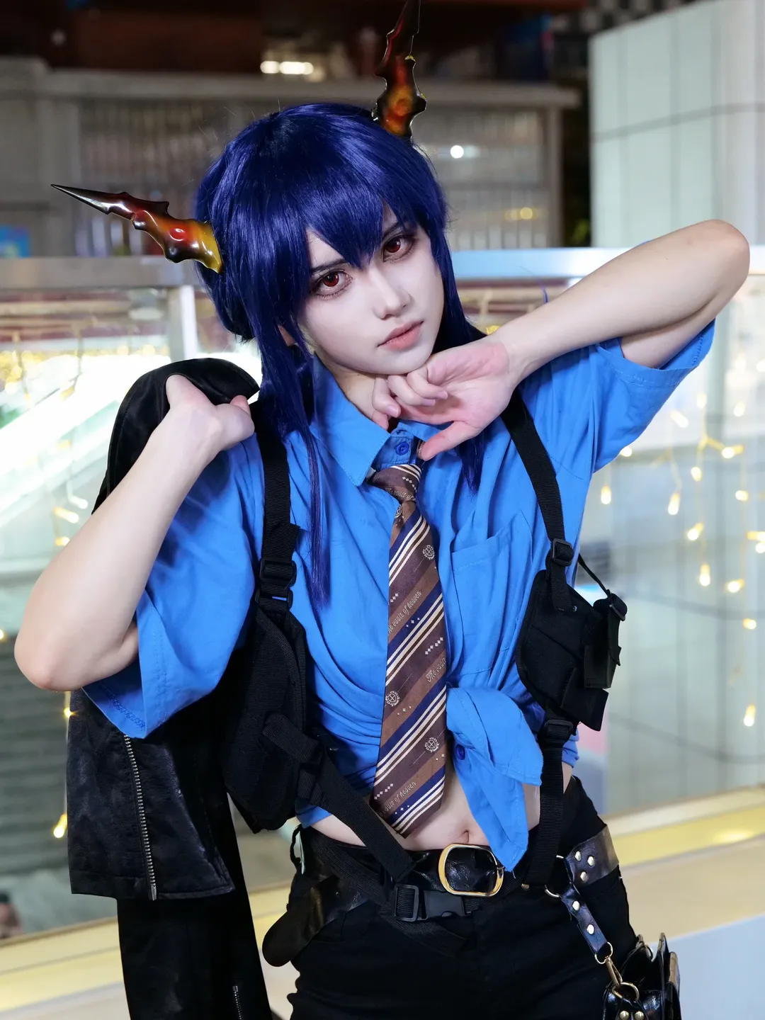 cosplay, 明日方舟, 陈晖洁cos, 战术风写真, 红瞳龙角 - 第2张