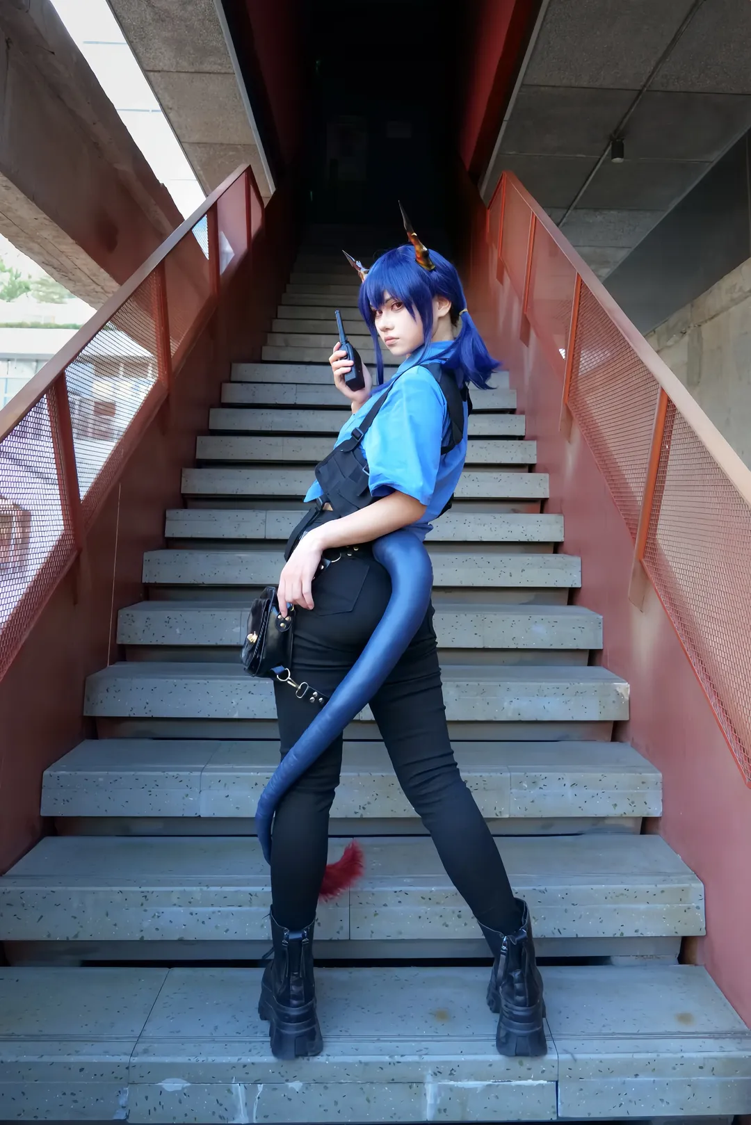 cosplay, 明日方舟, 陈晖洁cos, 战术风写真, 红瞳龙角 - 第3张