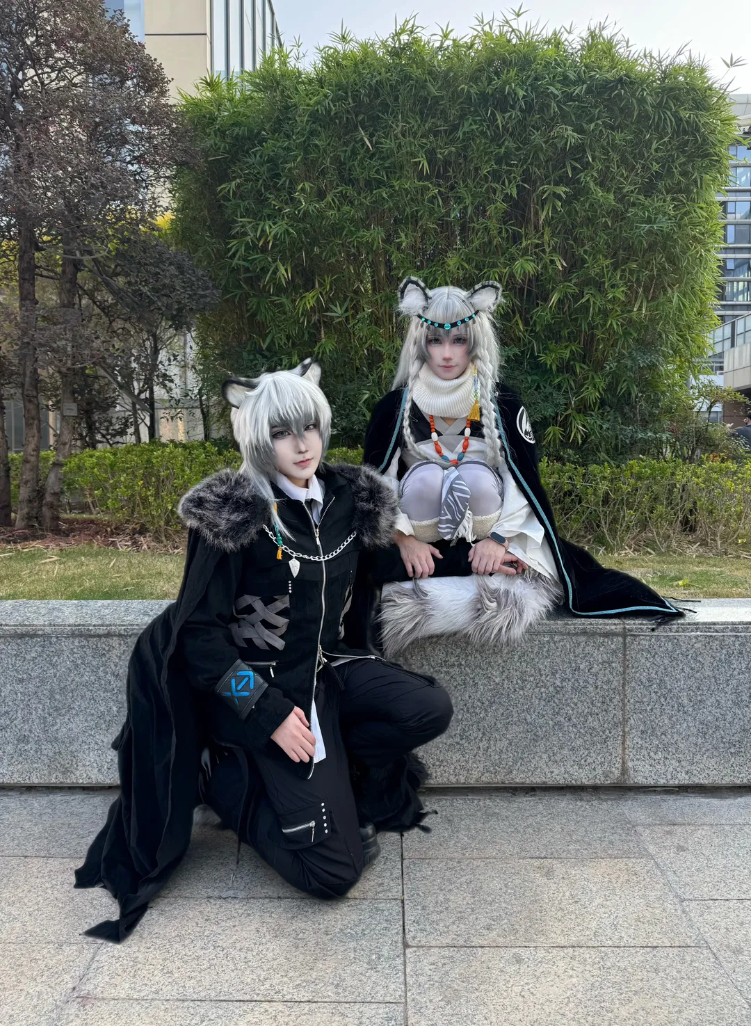 初雪cos, 明日方舟, 兽耳, 白丝cos, 银灰cos - 第1张