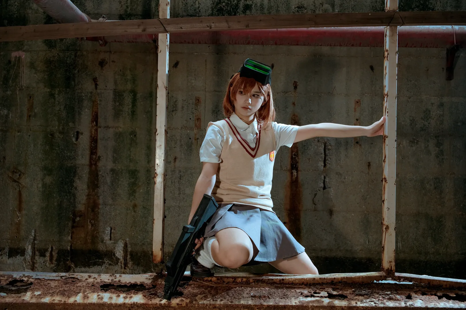とある科学の超電磁砲, 工業廃墟撮影, 白いロングソックス, 御坂妹コスプレ, 御坂ネットワーク - 15枚目