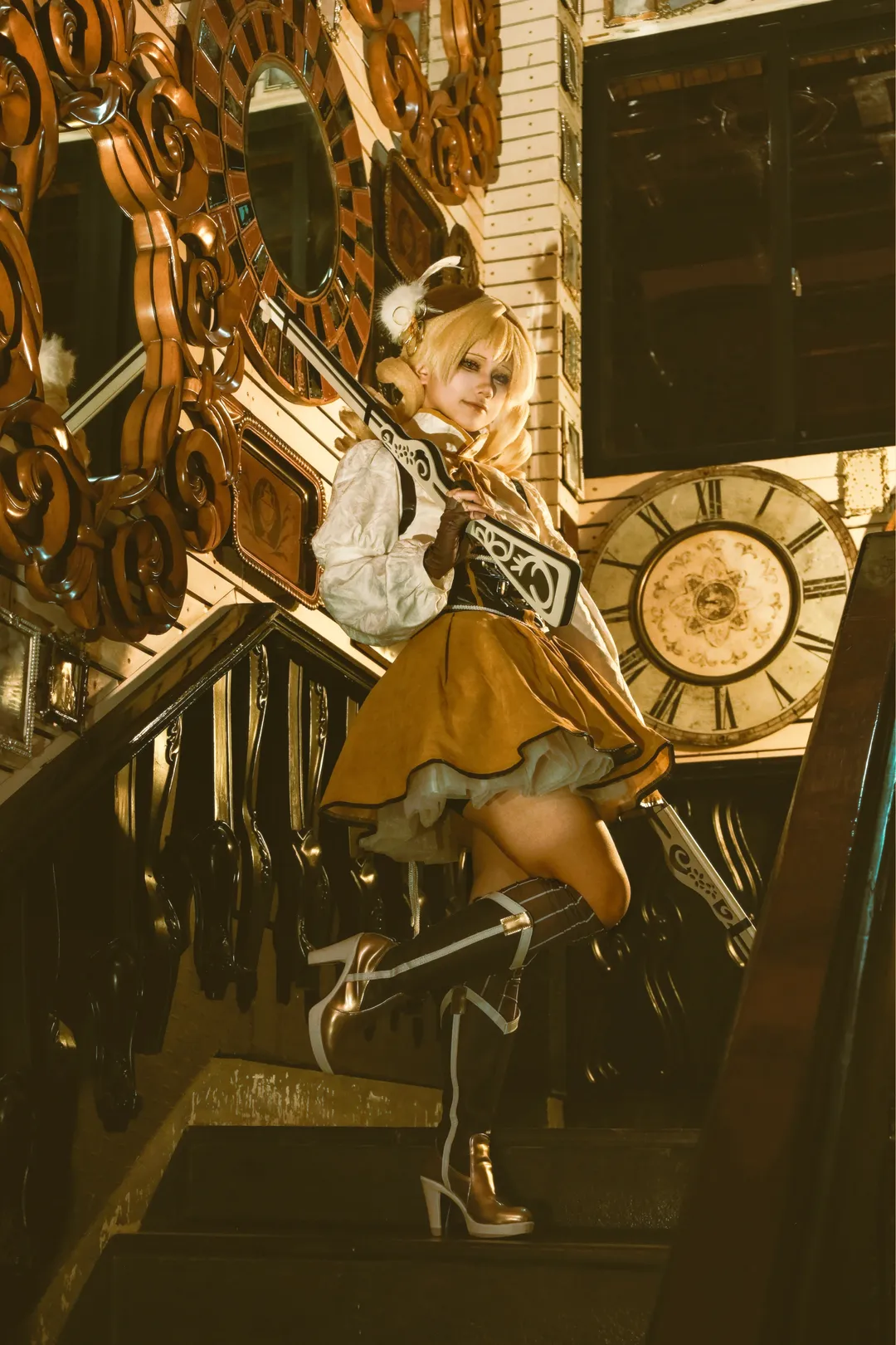 魔法少女小圆, cosplay摄影, 武器道具, 巴麻美cos, 复古楼梯 - 第2张