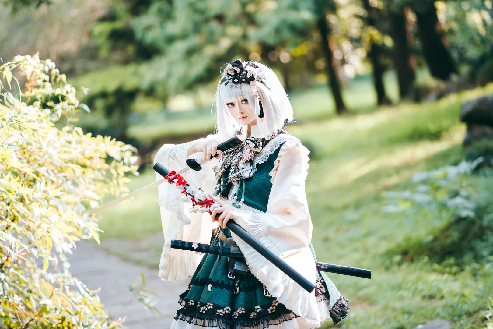 东方project, 魂魄妖梦cos, 白丝, 和风洛丽塔, 幽人の庭师 - 第2张